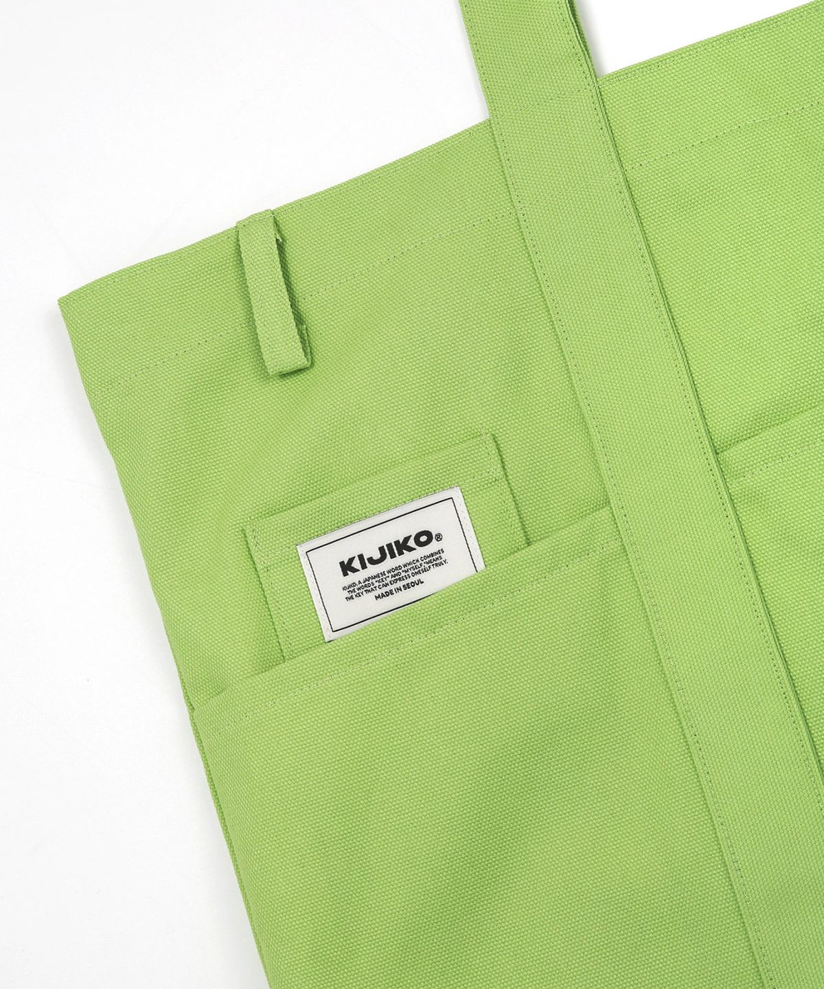 키지코(KIJIKO) Ke906. Angled Pocket Utility Tote Melon green