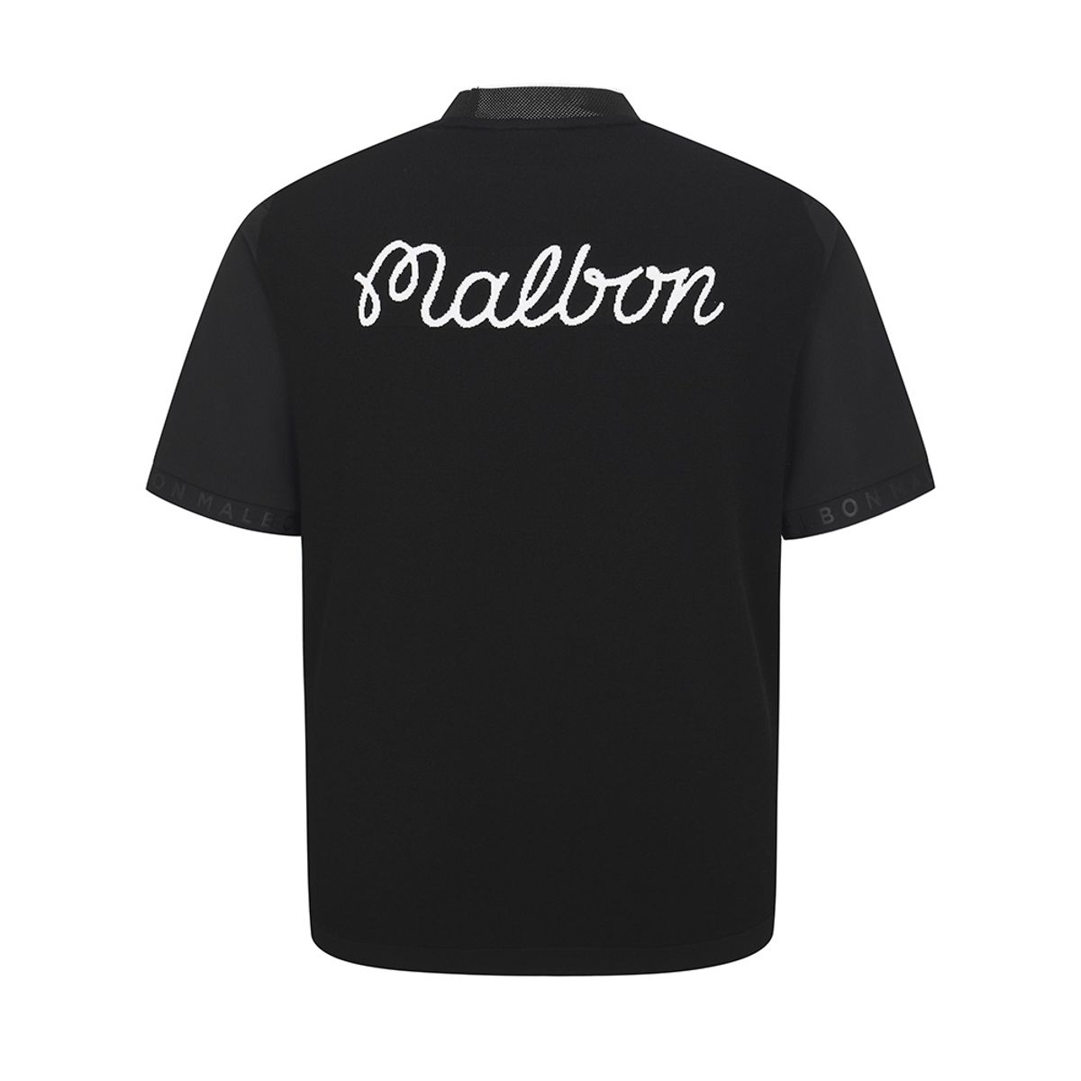 말본 골프(MALBON GOLF) 백니트 하이브리드 모크넥 티셔츠 BLACK (MAN)