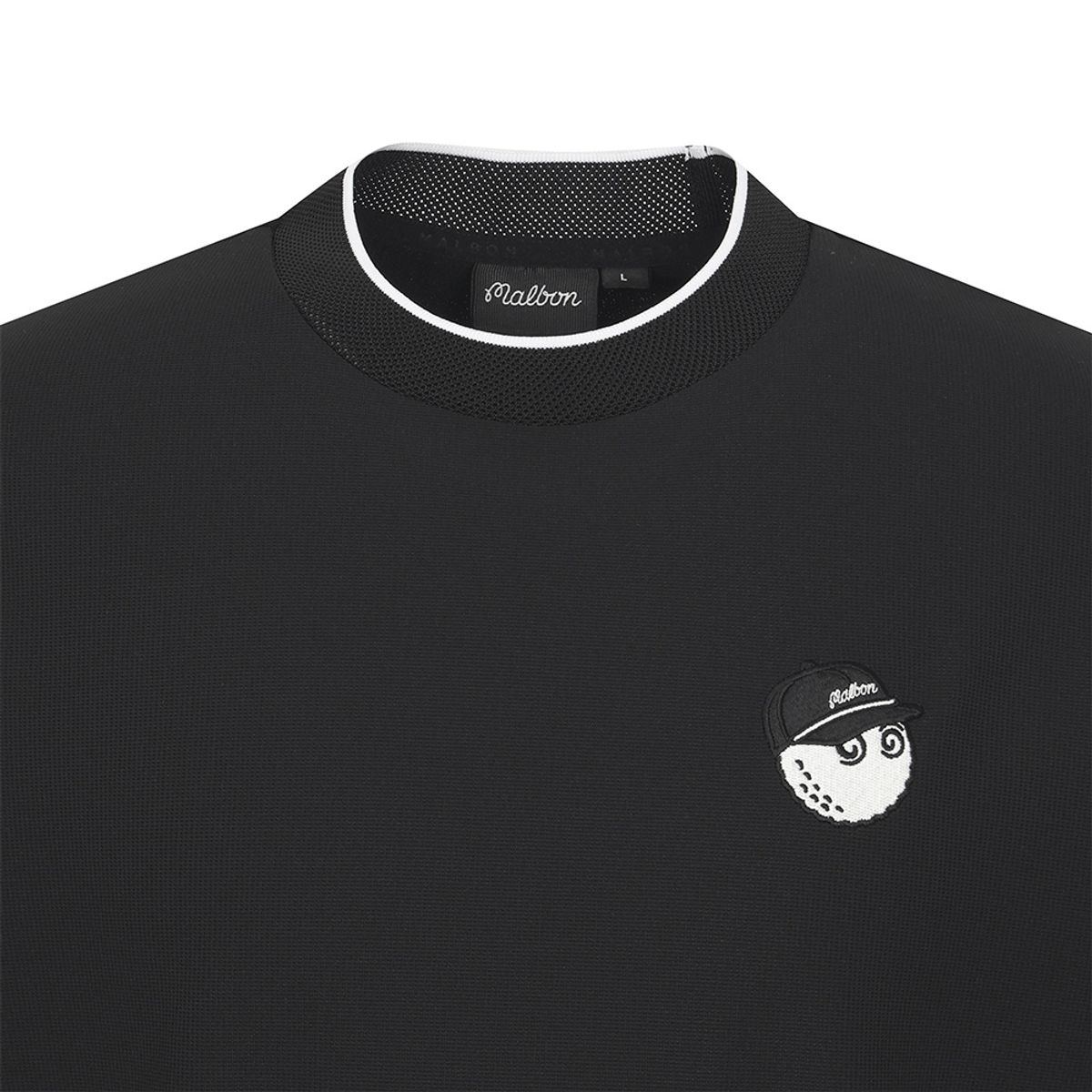 말본 골프(MALBON GOLF) 백니트 하이브리드 모크넥 티셔츠 BLACK (MAN)
