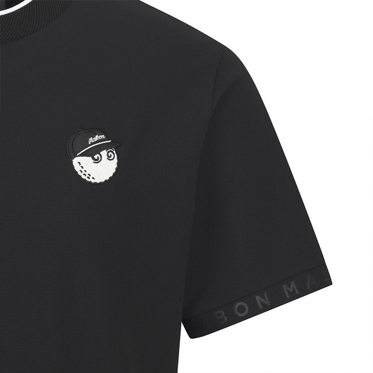 말본 골프(MALBON GOLF) 백니트 하이브리드 모크넥 티셔츠 BLACK (MAN)