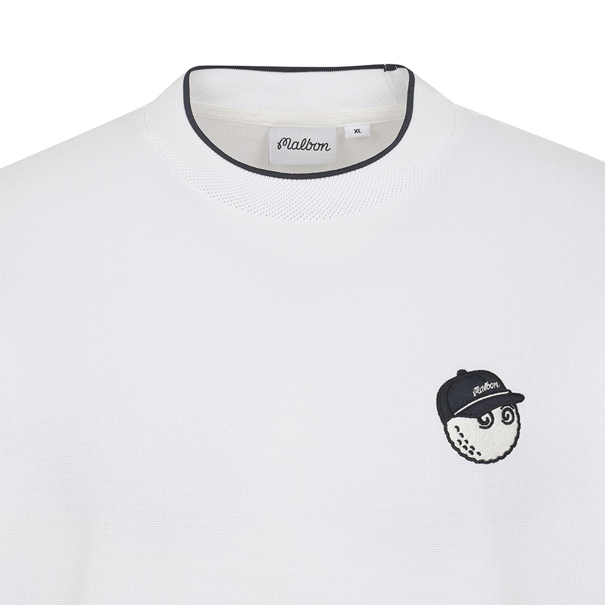 말본 골프(MALBON GOLF) 백니트 하이브리드 모크넥 티셔츠 OFF WHITE (MAN)