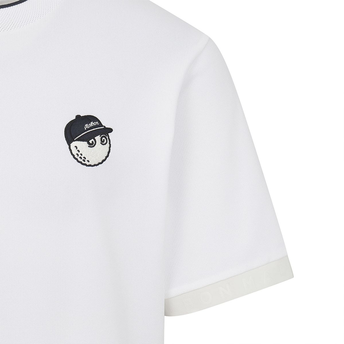 말본 골프(MALBON GOLF) 백니트 하이브리드 모크넥 티셔츠 OFF WHITE (MAN)