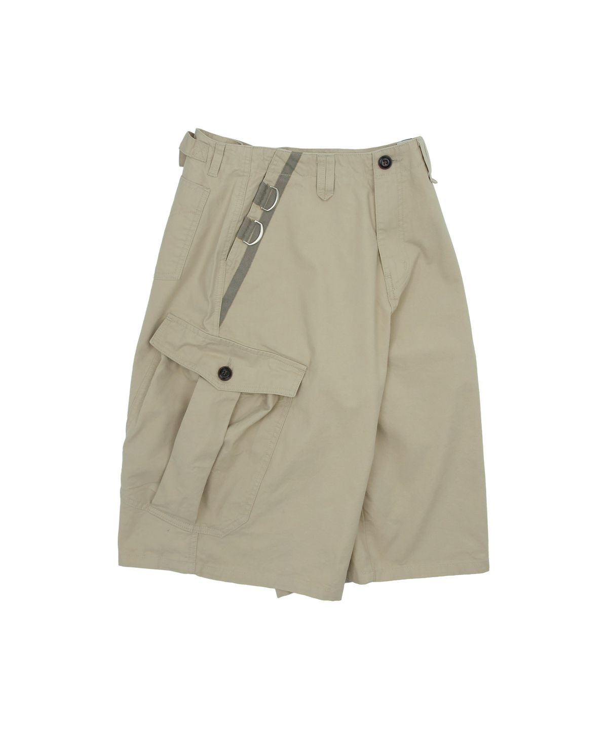 키지코(KIJIKO) ke614. Washed Bermuda Cargo Pants Beige Grey