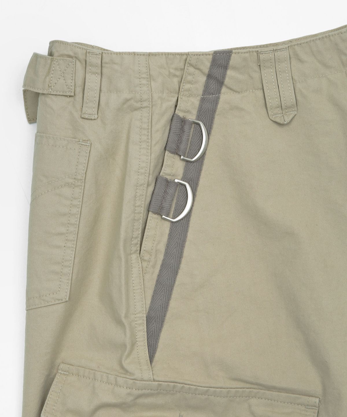 키지코(KIJIKO) ke614. Washed Bermuda Cargo Pants Beige Grey