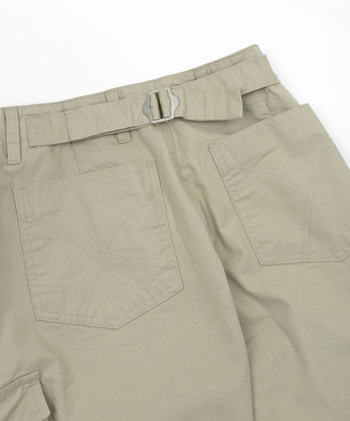 키지코(KIJIKO) ke614. Washed Bermuda Cargo Pants Beige Grey
