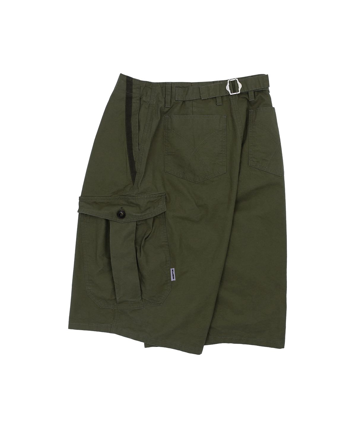 키지코(KIJIKO) ke614. Washed Bermuda Cargo Pants Khaki
