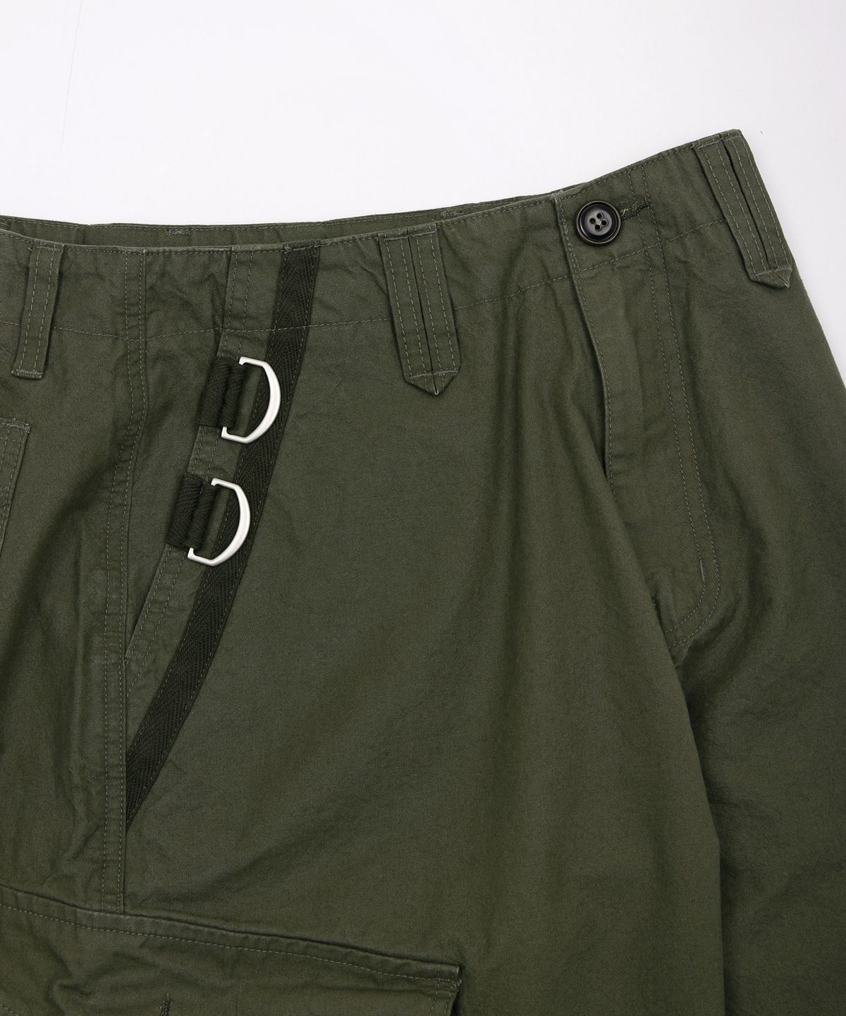 키지코(KIJIKO) ke614. Washed Bermuda Cargo Pants Khaki