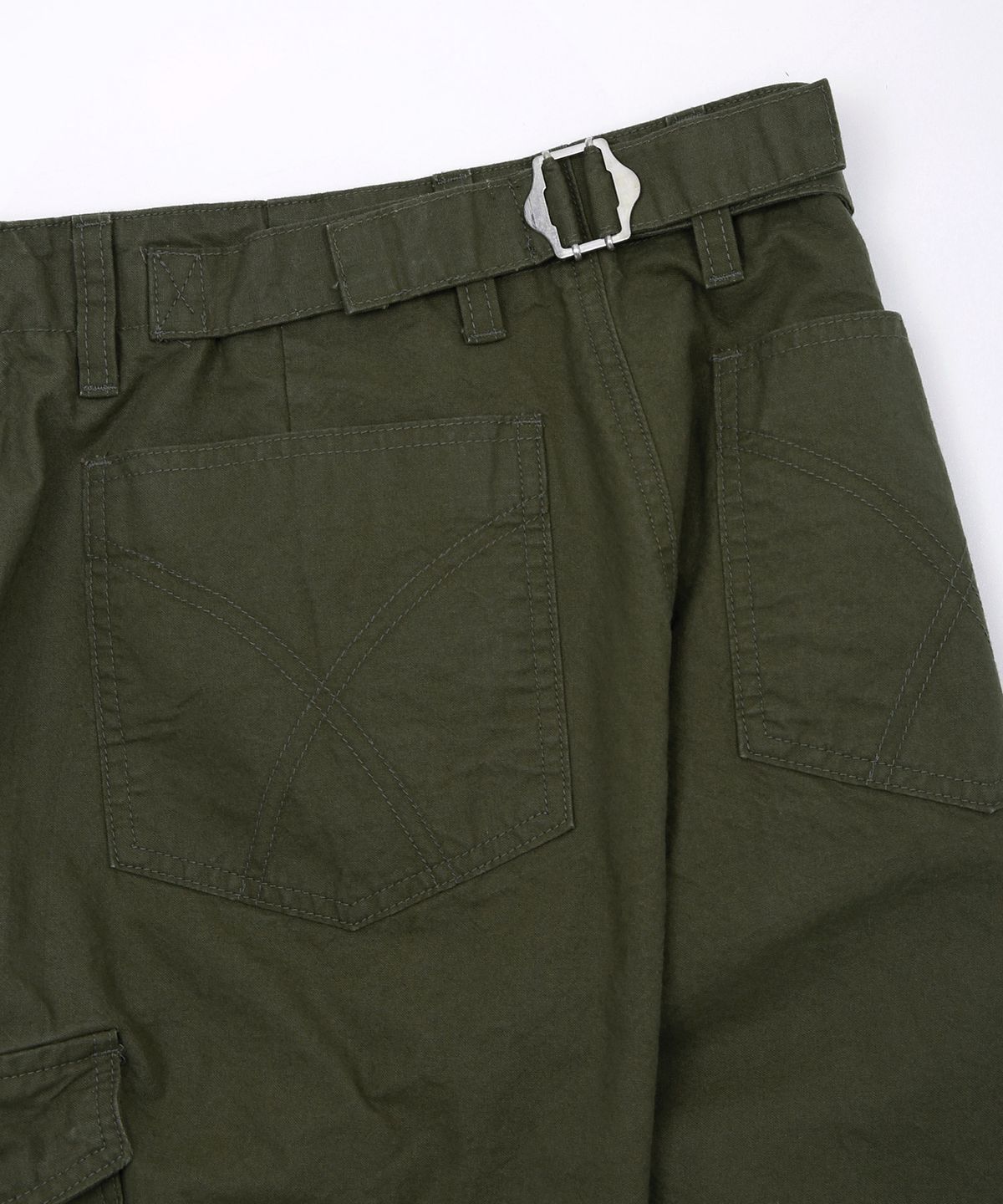 키지코(KIJIKO) ke614. Washed Bermuda Cargo Pants Khaki
