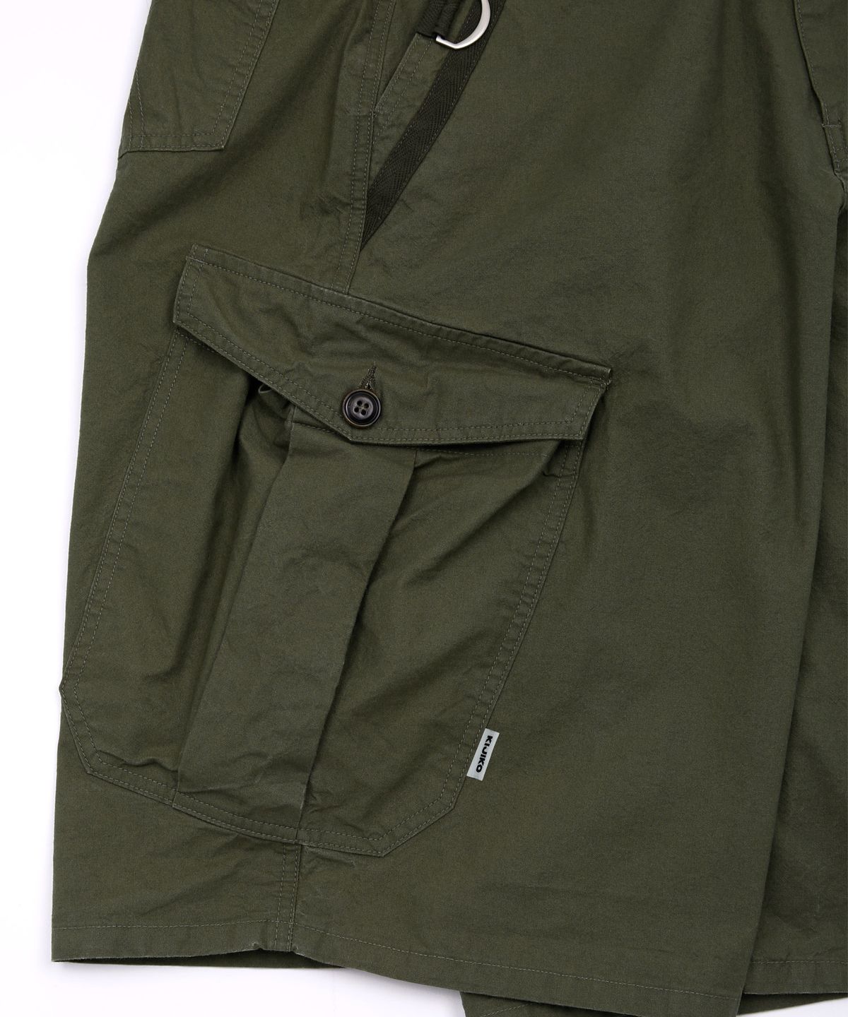 키지코(KIJIKO) ke614. Washed Bermuda Cargo Pants Khaki