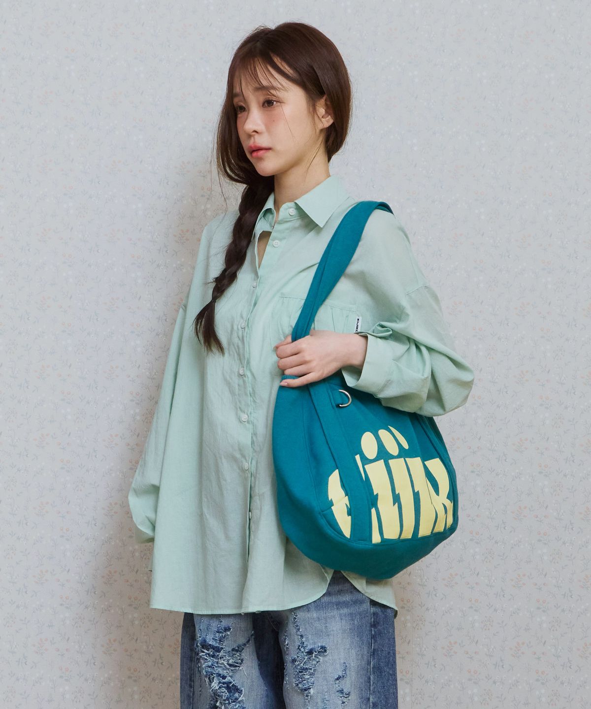 키지코(KIJIKO) Ke907. Easy Slouchy Sweat Bag Teal Green