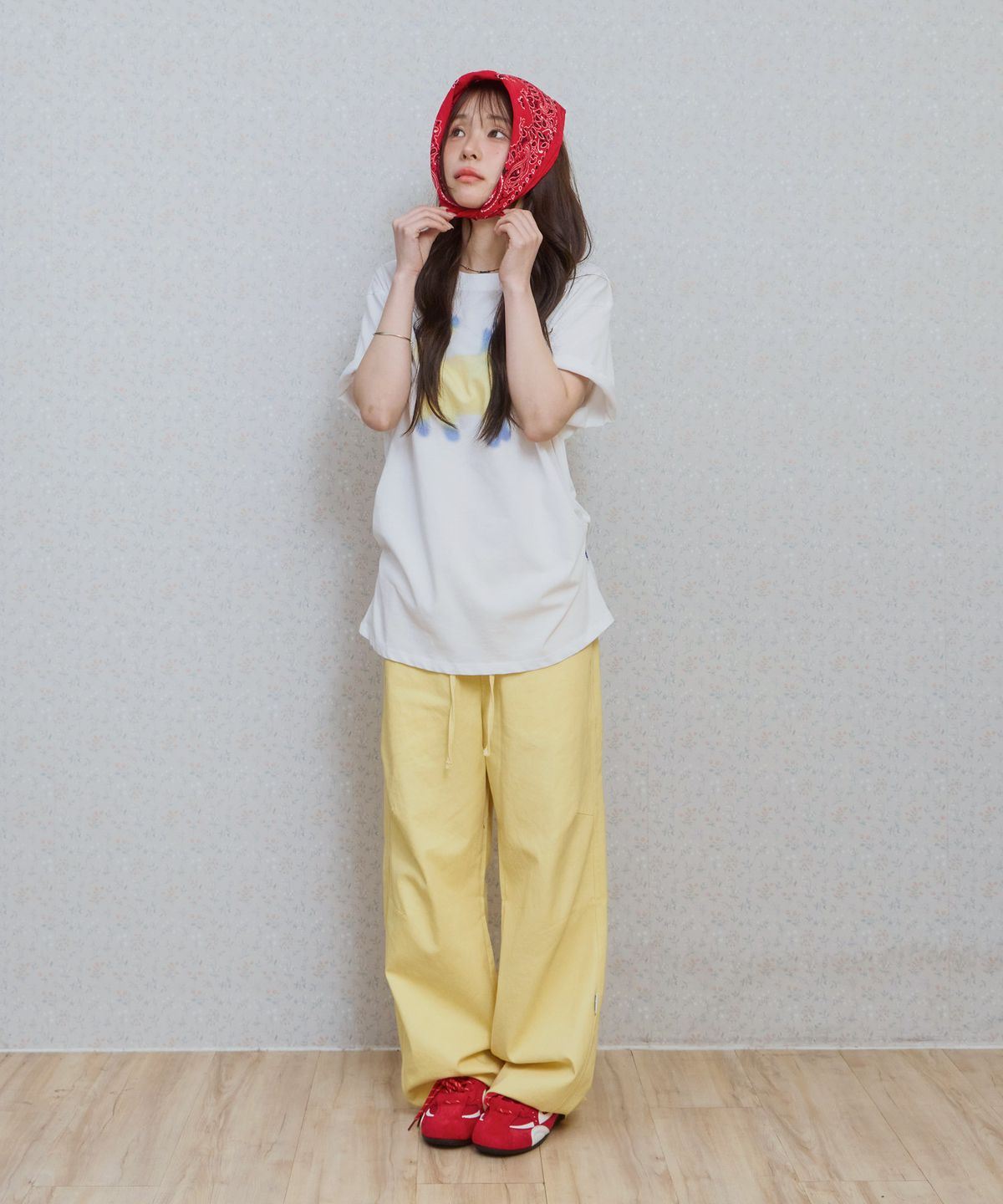 키지코(KIJIKO) ke613. Move Pigment Wide Pants Yellow