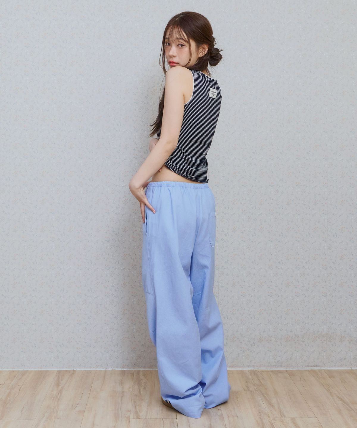 키지코(KIJIKO) ke613. Move Pigment Wide Pants Sky Blue
