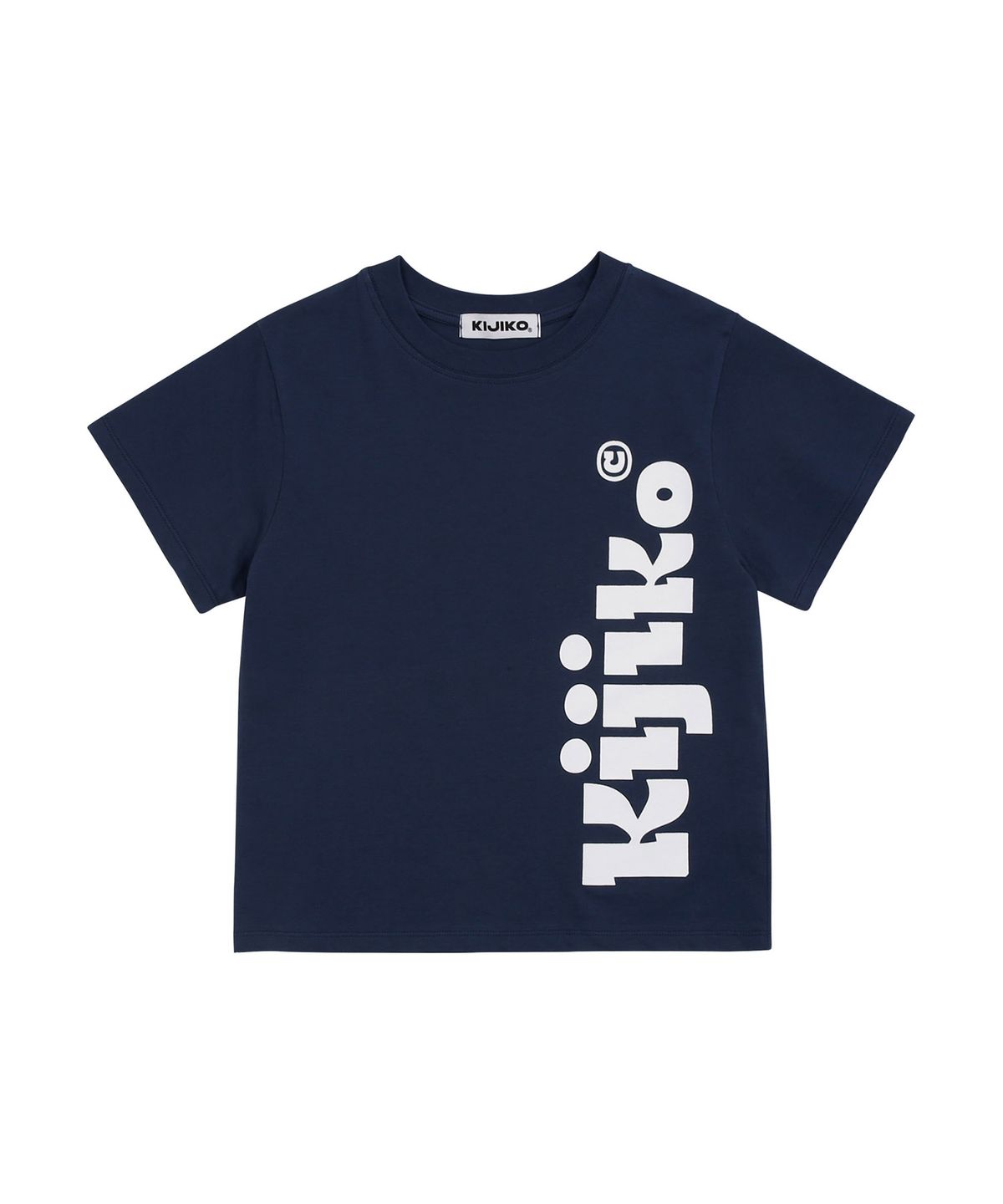 키지코(KIJIKO) ke406. Kijiko Big Logo Semi-Crop Tee Navy