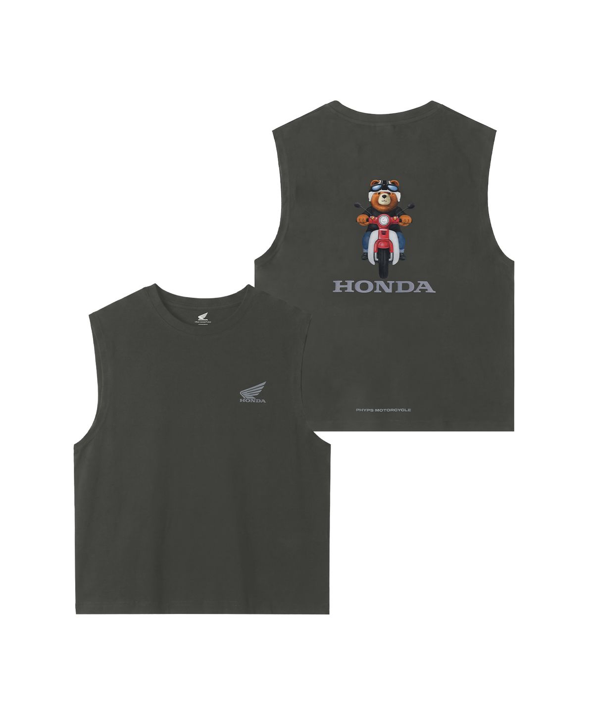 핍스 모터사이클(PHYPS MOTORCYCLE) Kids Honda Bear Super Cub Motorcycle Sleeveless Charcoal