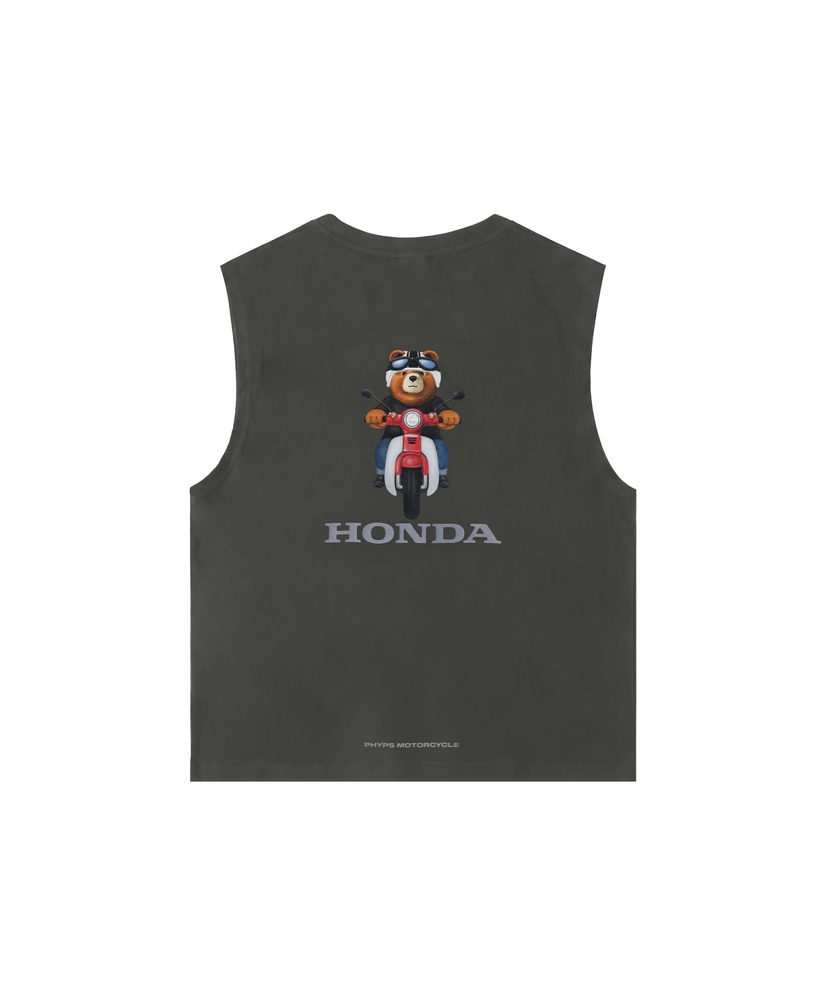 핍스 모터사이클(PHYPS MOTORCYCLE) Kids Honda Bear Super Cub Motorcycle Sleeveless Charcoal