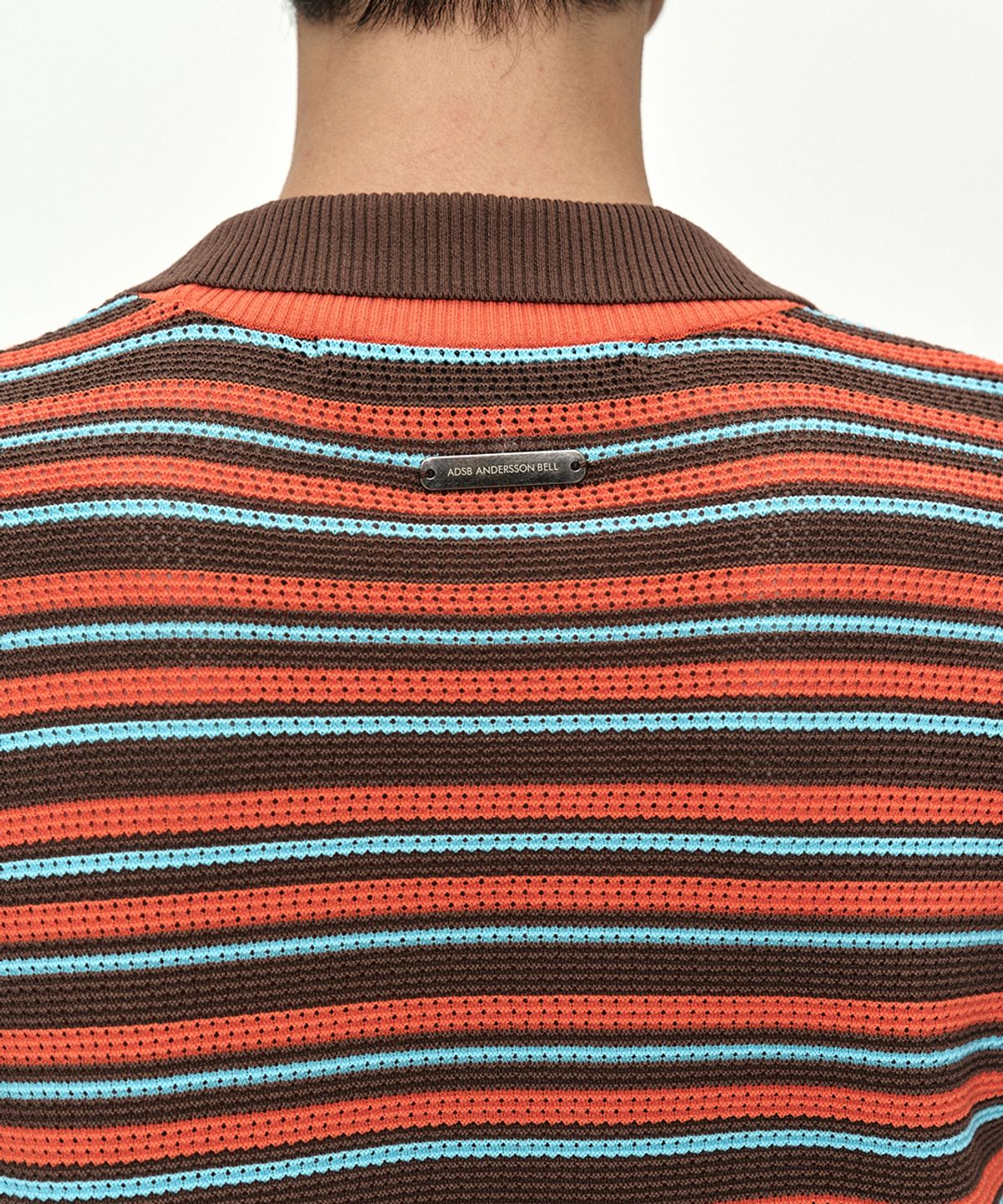 앤더슨벨(ADSB ANDERSSON BELL) STRIPE LAYERED POLO SWEATER atb1533m(BROWN/ORANGE)
