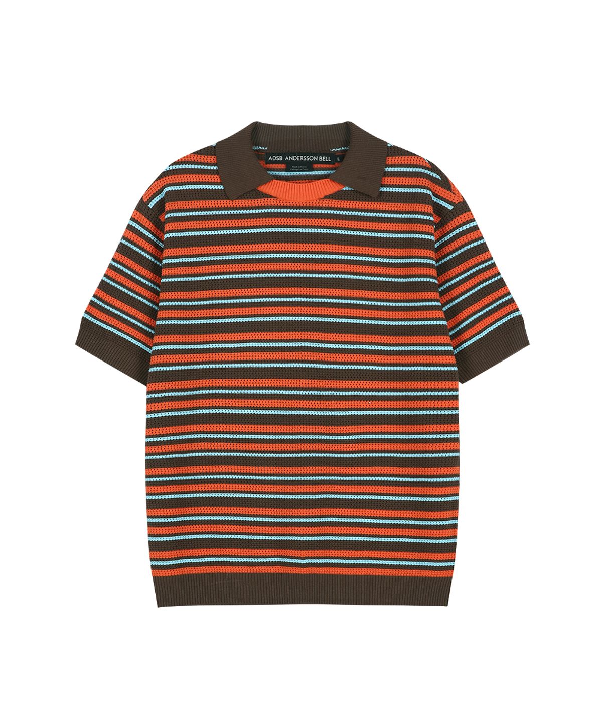 앤더슨벨(ADSB ANDERSSON BELL) STRIPE LAYERED POLO SWEATER atb1533m(BROWN/ORANGE)