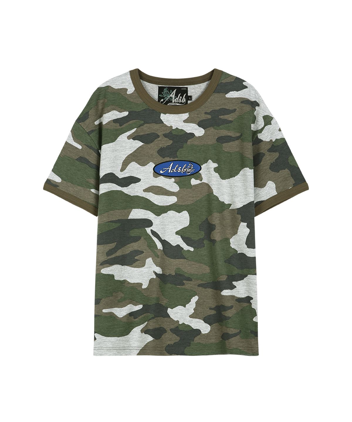 앤더슨벨(ADSB ANDERSSON BELL) (ESSENTIAL) CAMOUFLAGE RINGER T-SHIRT atb1461m(GREY CAMOUFLAGE)
