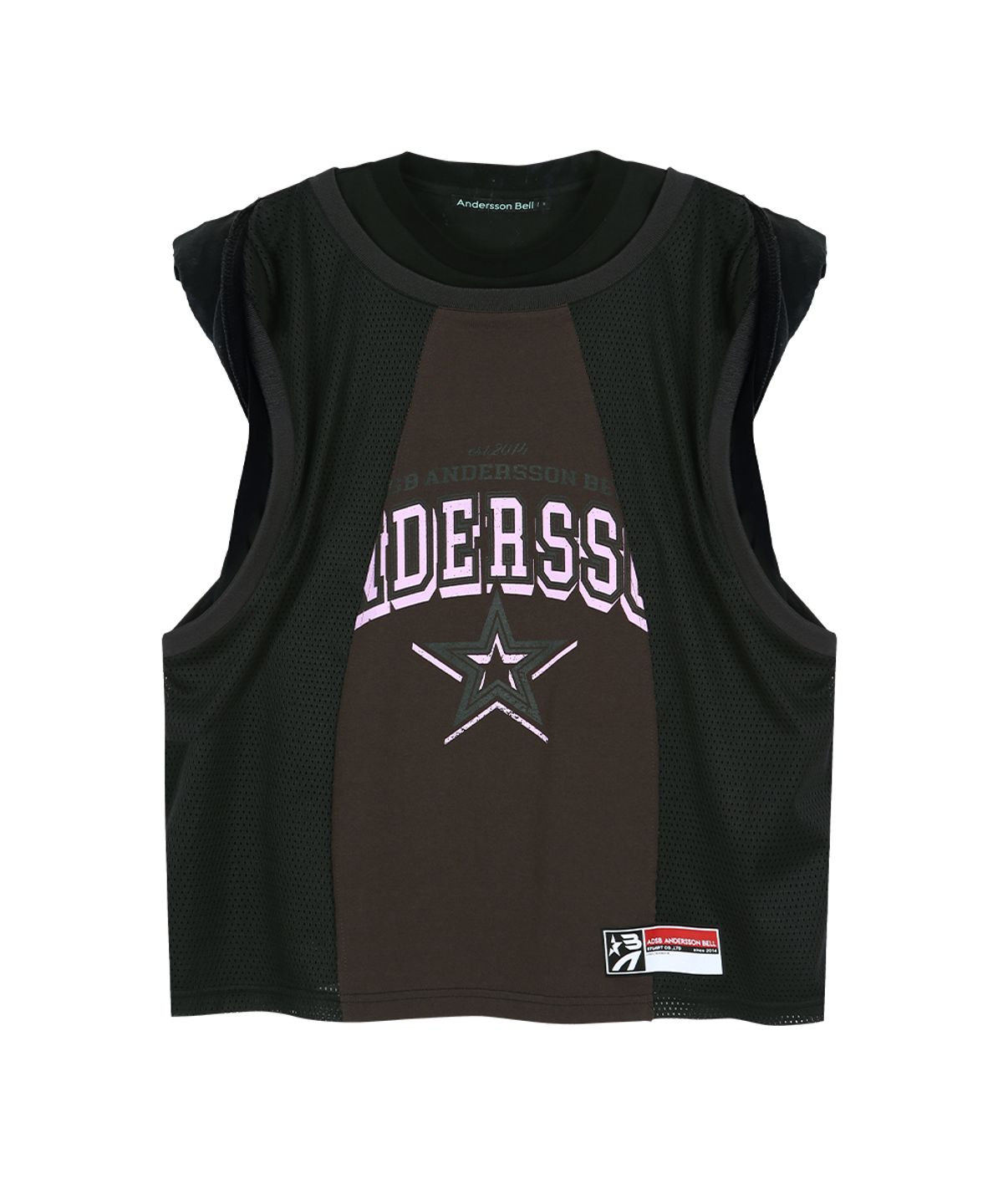 앤더슨벨(ADSB ANDERSSON BELL) BASKETBALL JERSEY LAYERED ROLL UP T-SHIRT atb1449w(BLACK/BROWN)