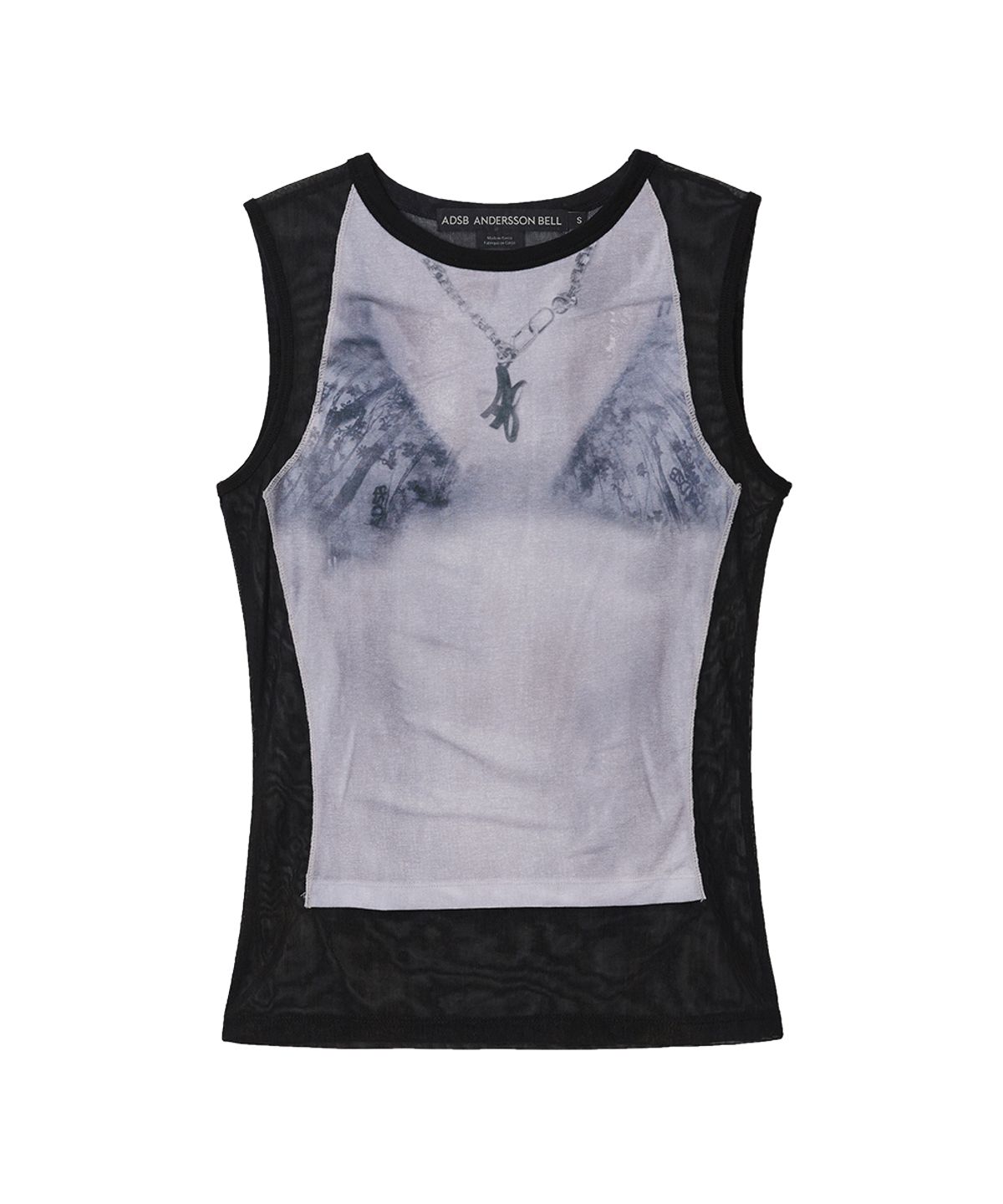 앤더슨벨(ADSB ANDERSSON BELL) WET-PRINTED SLEEVELESS T- SHIRT atb1555w(WHITE/BLACK)