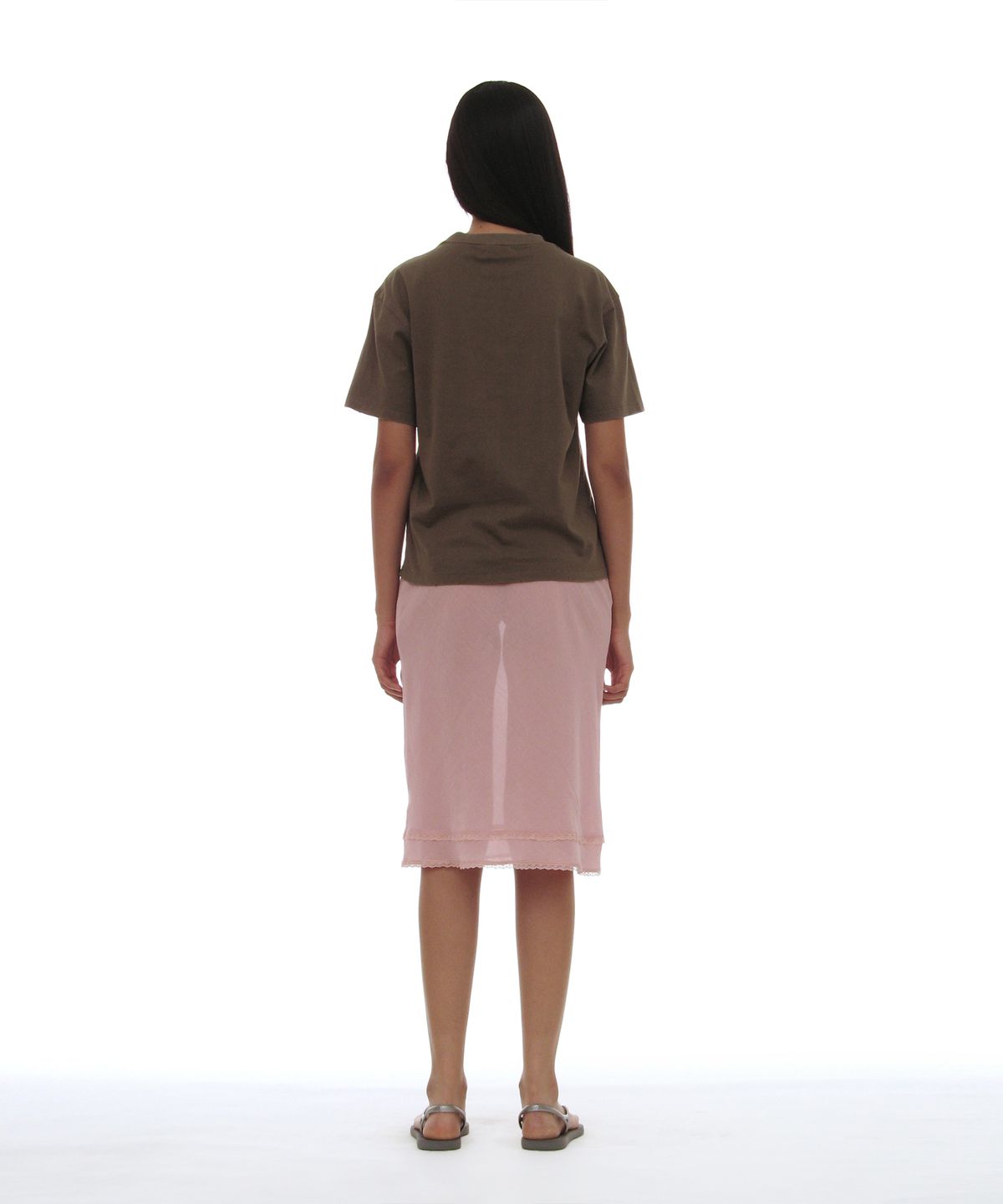 파르티멘토 우먼(PARTIMENTO WOMEN) PWC 가먼트 다이드 포켓 티_카키