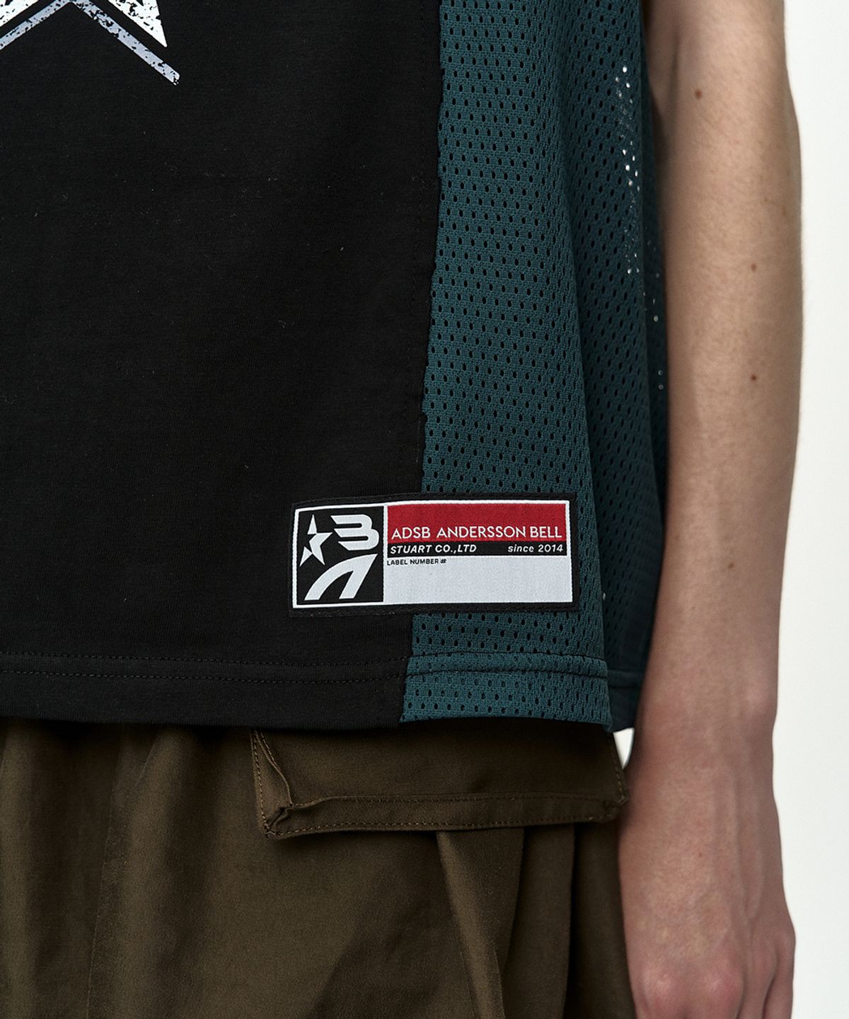 앤더슨벨(ADSB ANDERSSON BELL) BASKETBALL JERSEY LAYERED ROLL UP T-SHIRT atb1449w(KHAKI/GREEN)