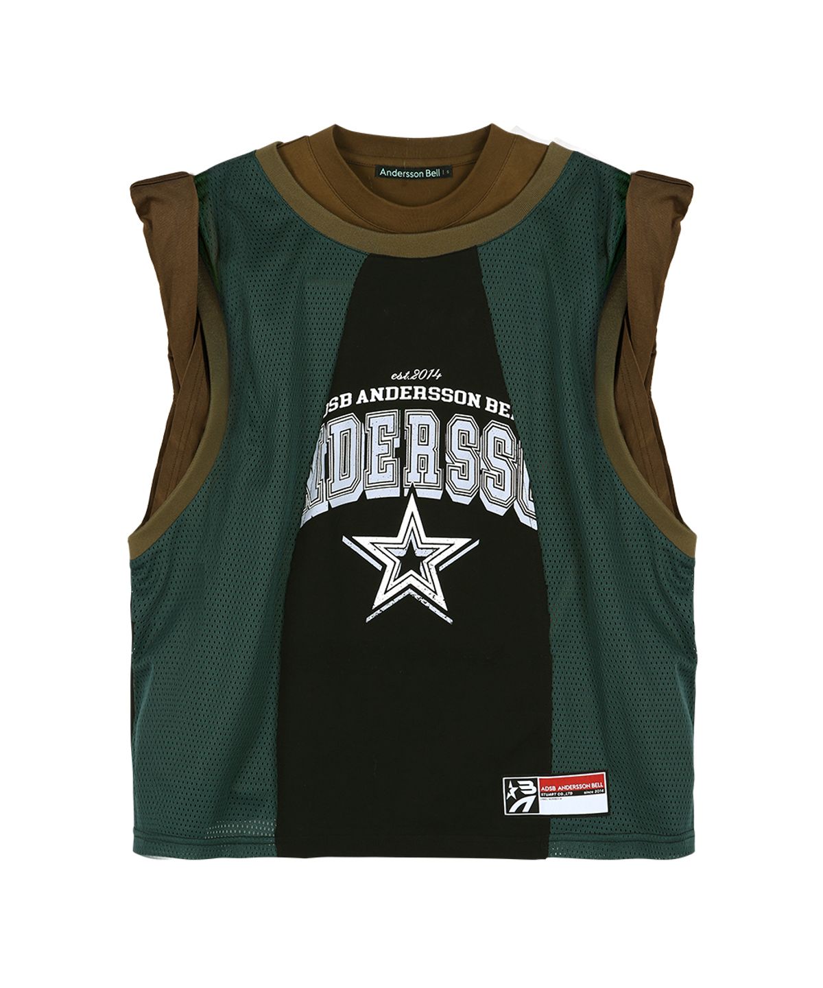 앤더슨벨(ADSB ANDERSSON BELL) BASKETBALL JERSEY LAYERED ROLL UP T-SHIRT atb1449w(KHAKI/GREEN)