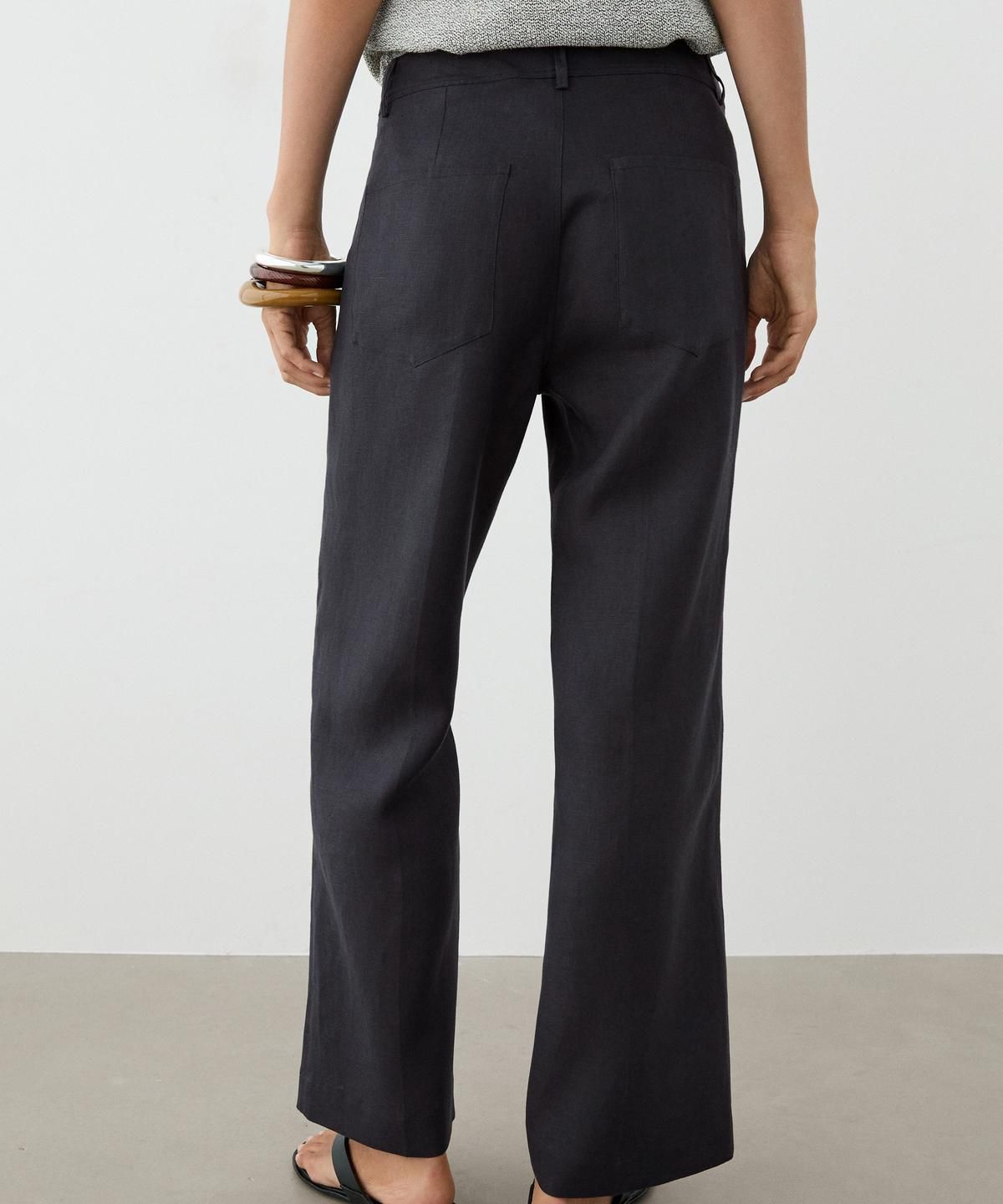 마시모두띠(MASSIMO DUTTI) 크롭 린넨 킥 플레어 팬츠