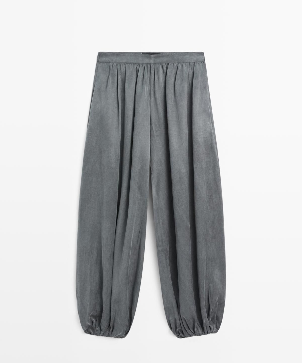 마시모두띠(MASSIMO DUTTI) 린넨 블렌드 플리츠 벌룬 팬츠