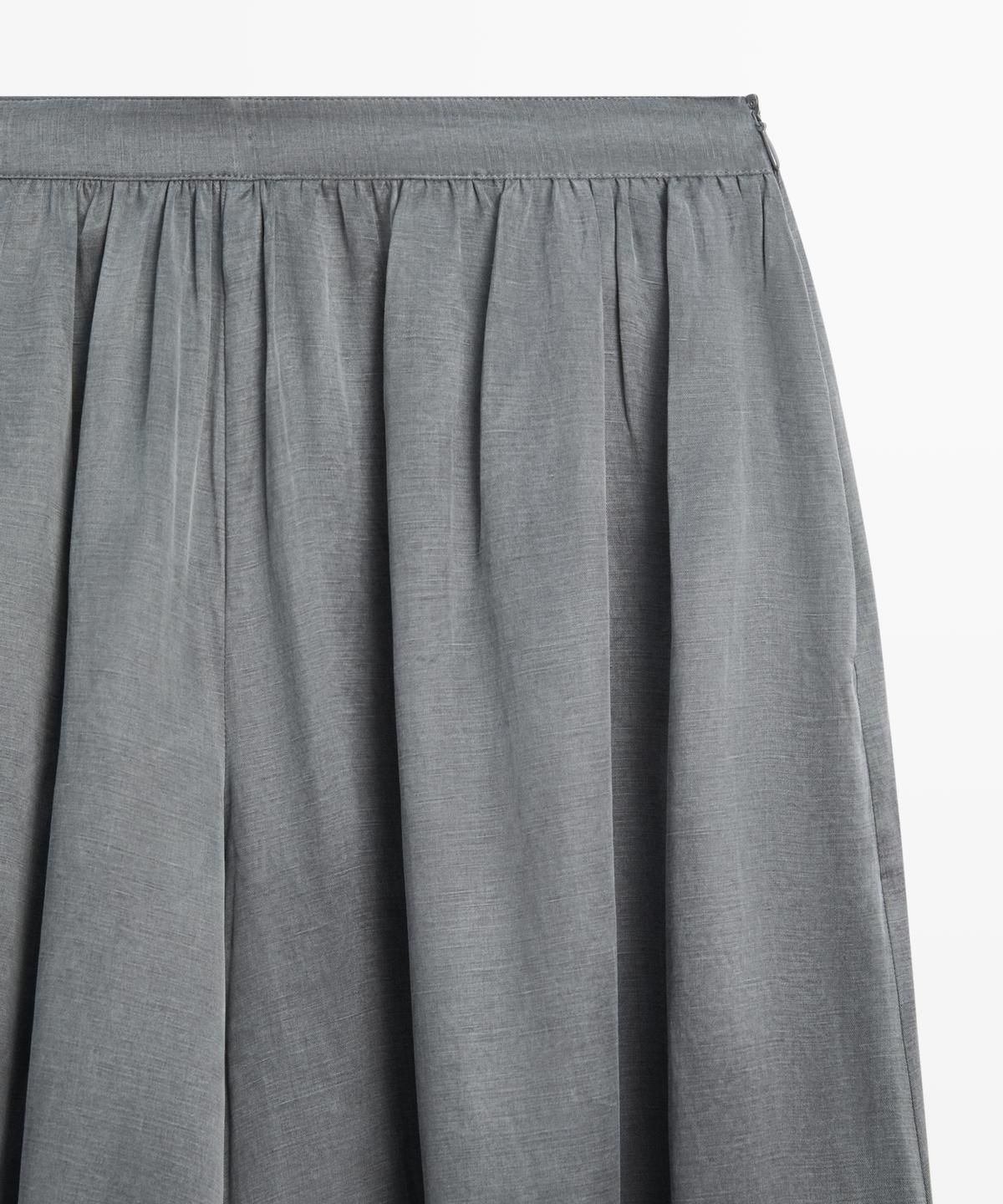 마시모두띠(MASSIMO DUTTI) 린넨 블렌드 플리츠 벌룬 팬츠