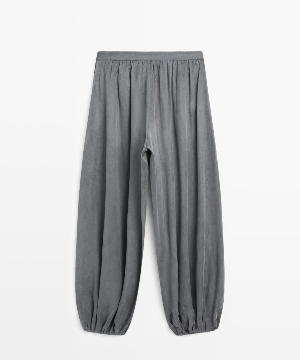 마시모두띠(MASSIMO DUTTI) 린넨 블렌드 플리츠 벌룬 팬츠
