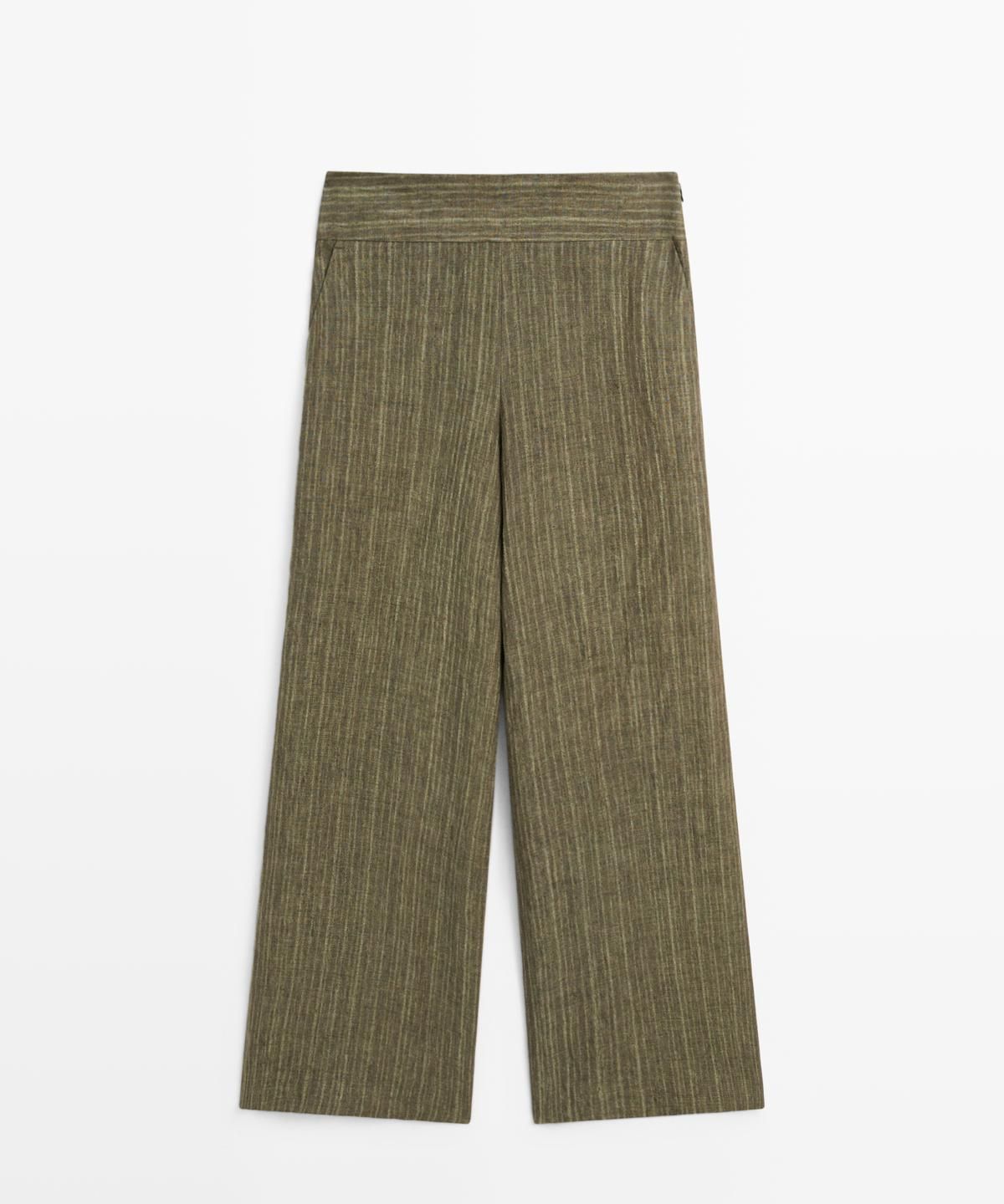 마시모두띠(MASSIMO DUTTI) 코르셋 벨트 디테일 토탈 룩 린넨 팬츠