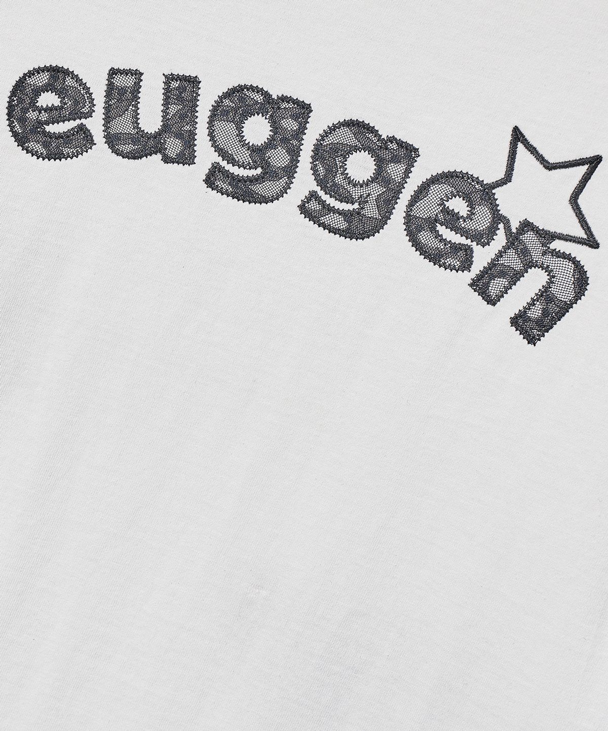 유젠(EUGGEN) 레이스 믹스 아플리케 반팔 티셔츠_화이트