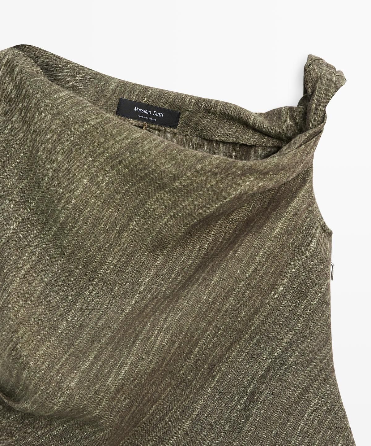 마시모두띠(MASSIMO DUTTI) 100% 린넨 비대칭 토탈 룩 탑