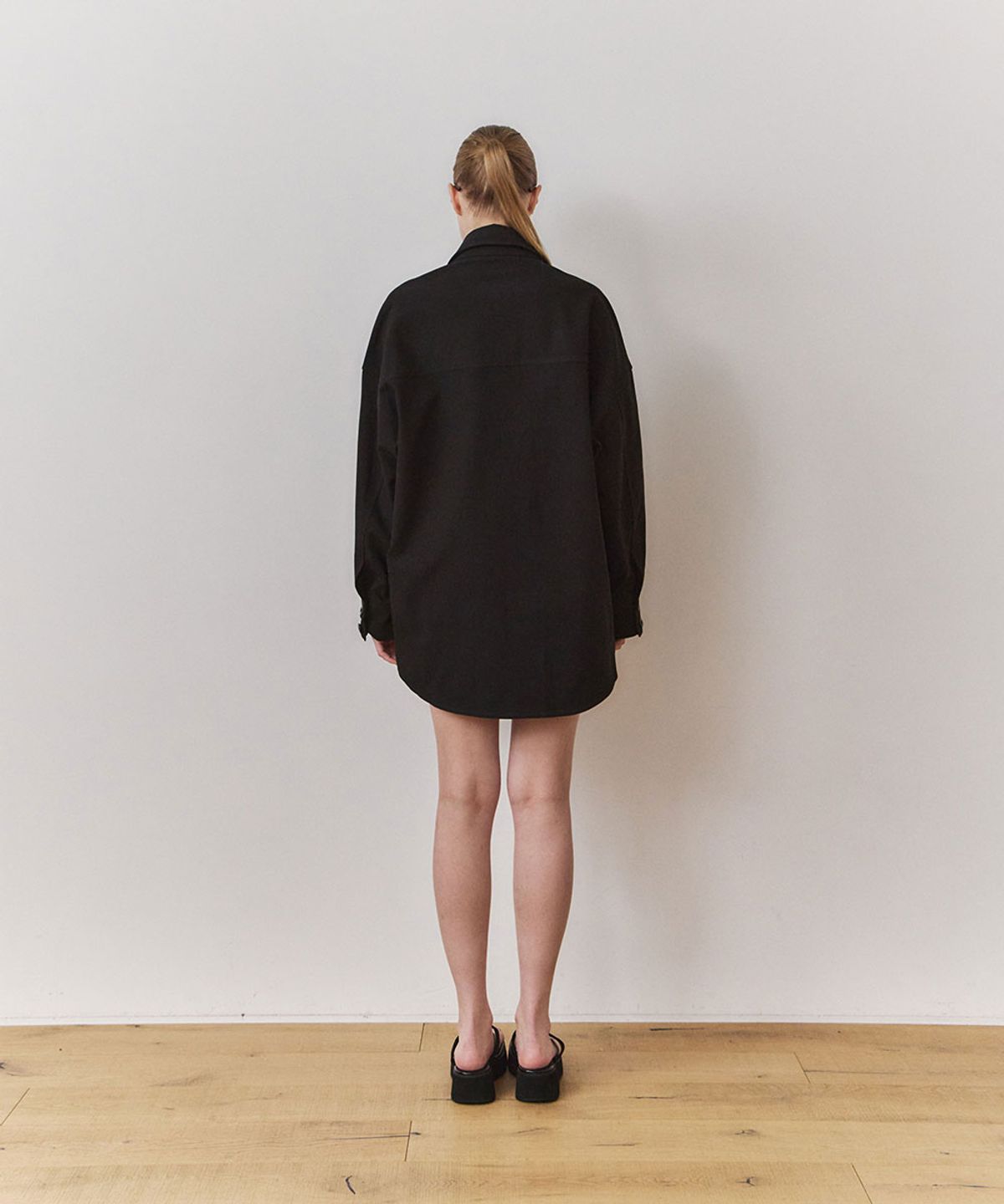우네(OONE) [Set-Up] Everyday Cotton Pocket Shirt & Logo Shorts_Black