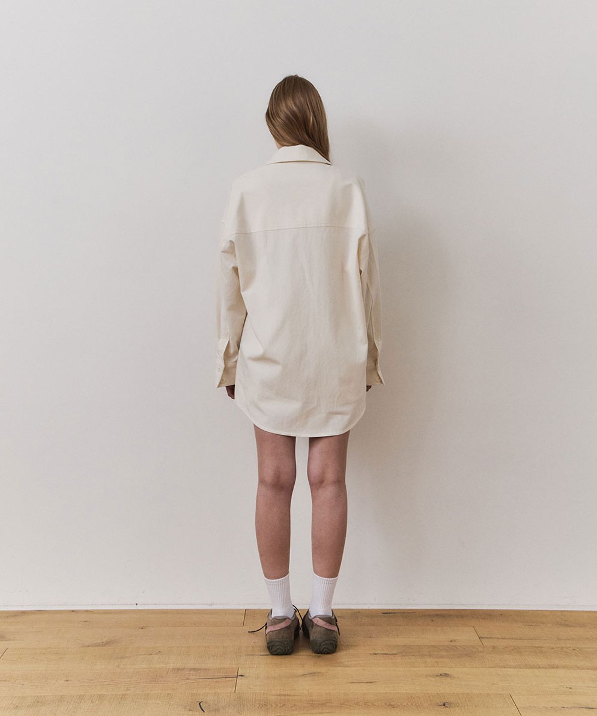 우네(OONE) [Set-Up] Everyday Cotton Pocket Shirt & Logo Shorts_Ivory