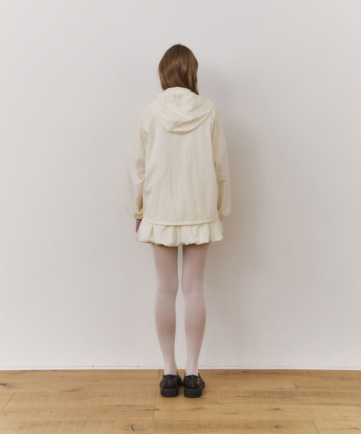 우네(OONE) [Set-Up] Sheer Wind Jacket & Balloon Mini Skirt_Cream