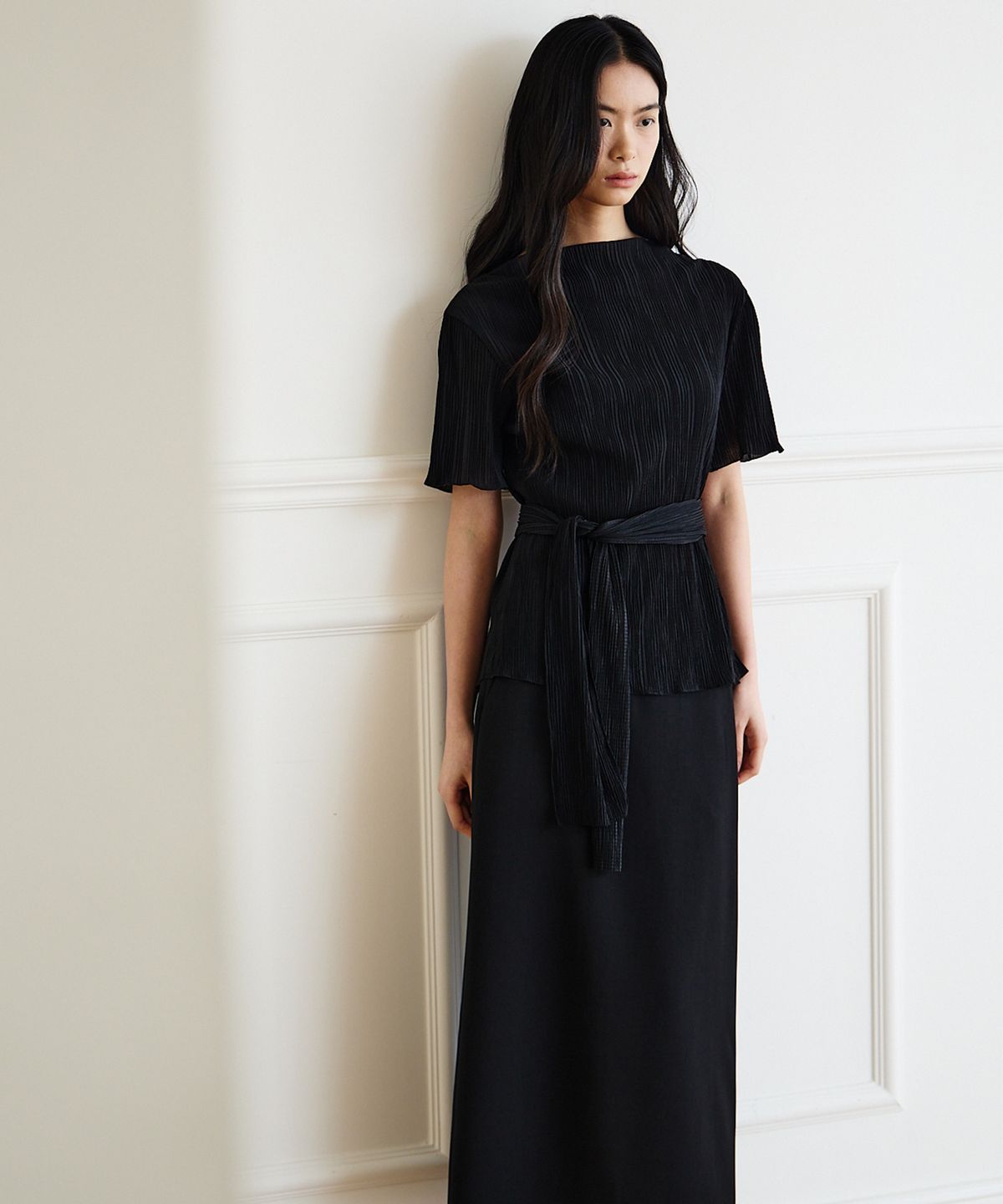 오어서울(AURE SEOUL) 플리츠 레이어 블라우스 [블랙]