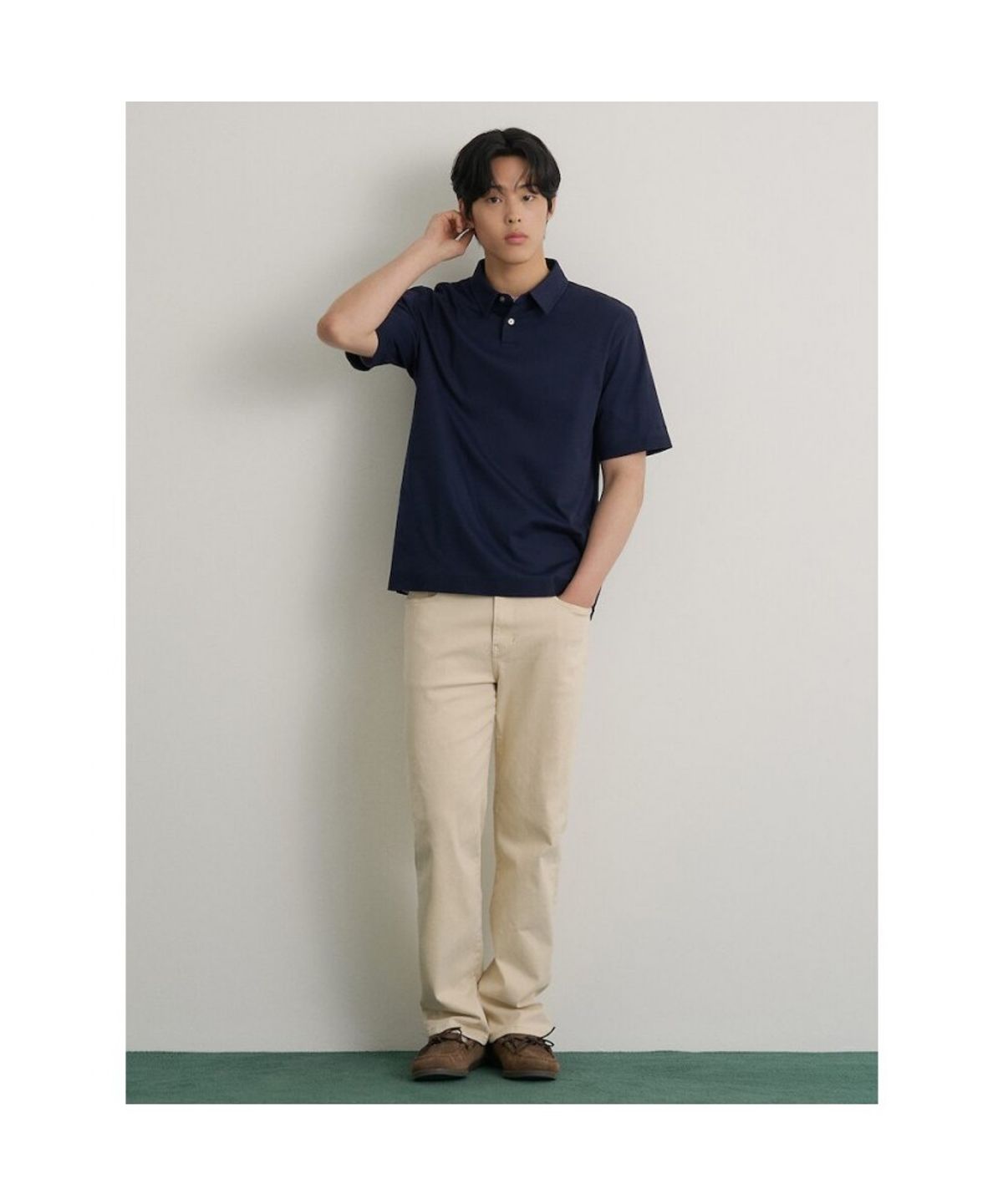 빈폴 멘(BEANPOLE MEN) 프리미엄 플로우 칼라넥 티셔츠  네이비