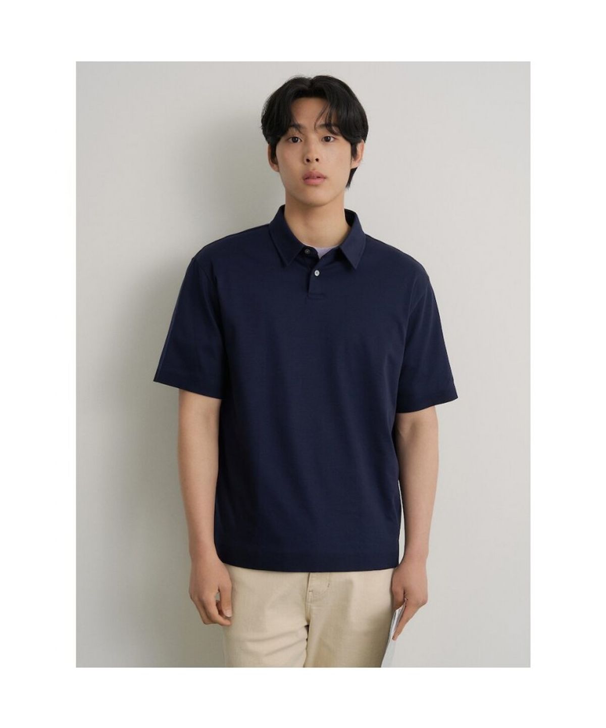 빈폴 멘(BEANPOLE MEN) 프리미엄 플로우 칼라넥 티셔츠  네이비