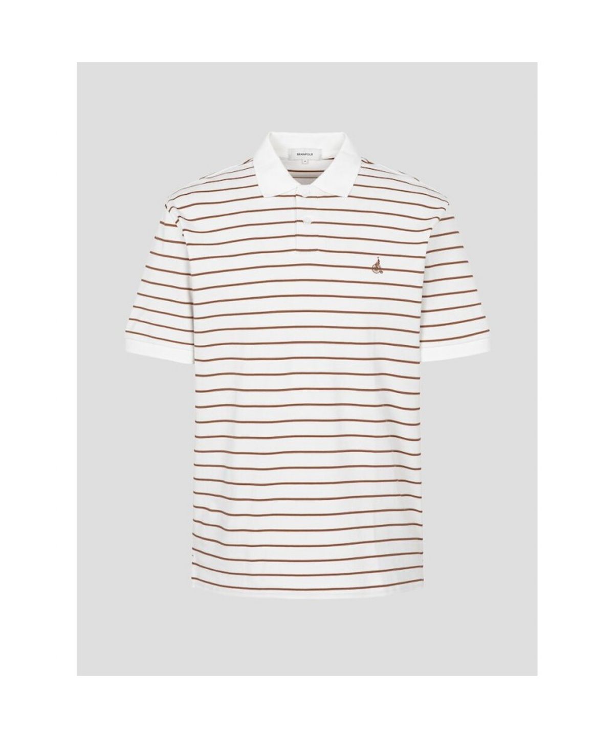 빈폴 멘(BEANPOLE MEN) 1도 스트라이프 클래식 칼라넥 티셔츠  옐로이시 브라운