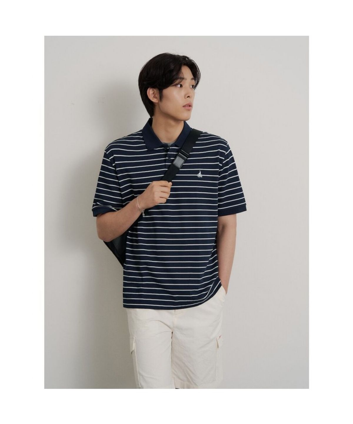 빈폴 멘(BEANPOLE MEN) 1도 스트라이프 클래식 칼라넥 티셔츠  네이비