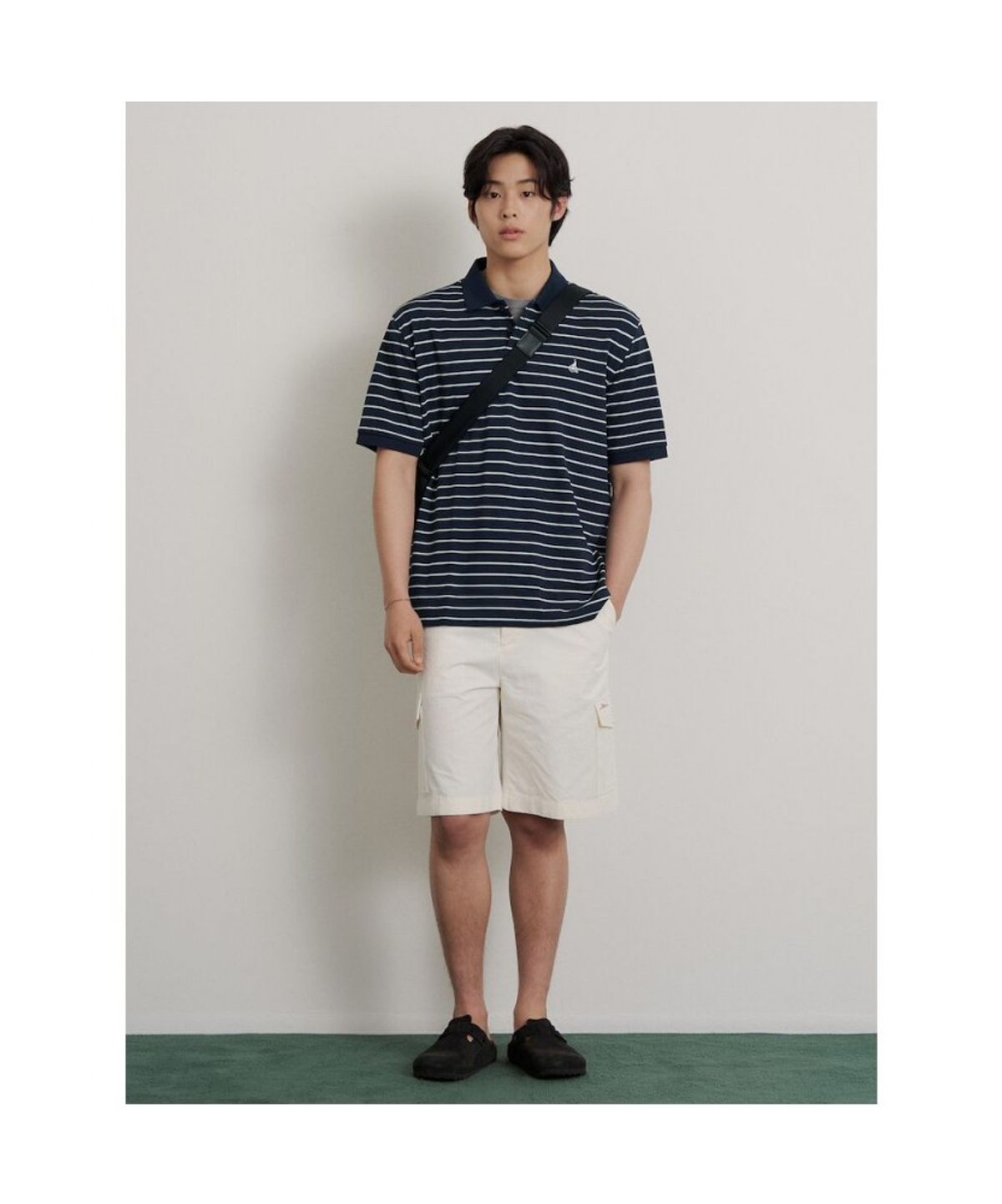 빈폴 멘(BEANPOLE MEN) 1도 스트라이프 클래식 칼라넥 티셔츠  네이비