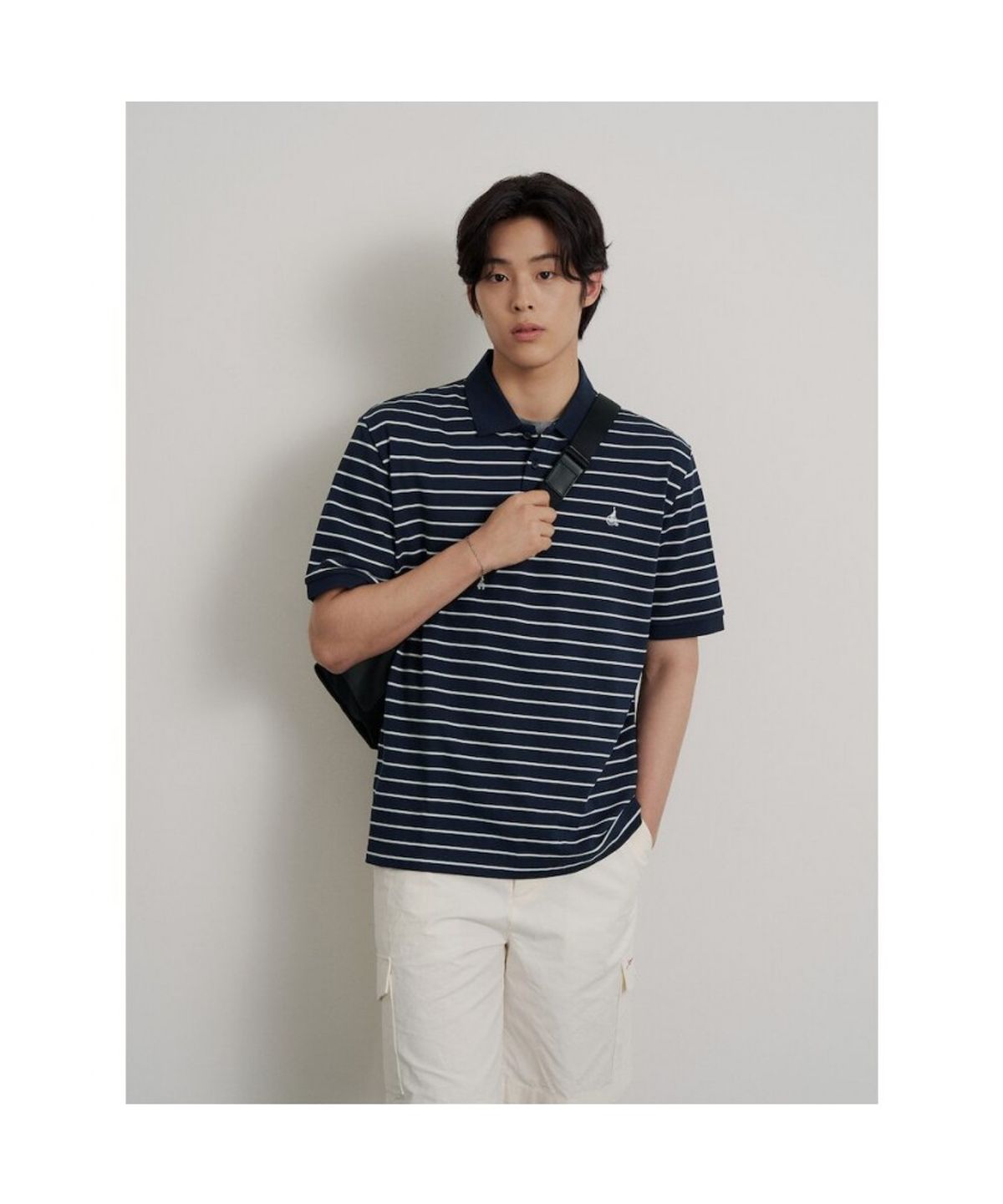 빈폴 멘(BEANPOLE MEN) 1도 스트라이프 클래식 칼라넥 티셔츠  네이비