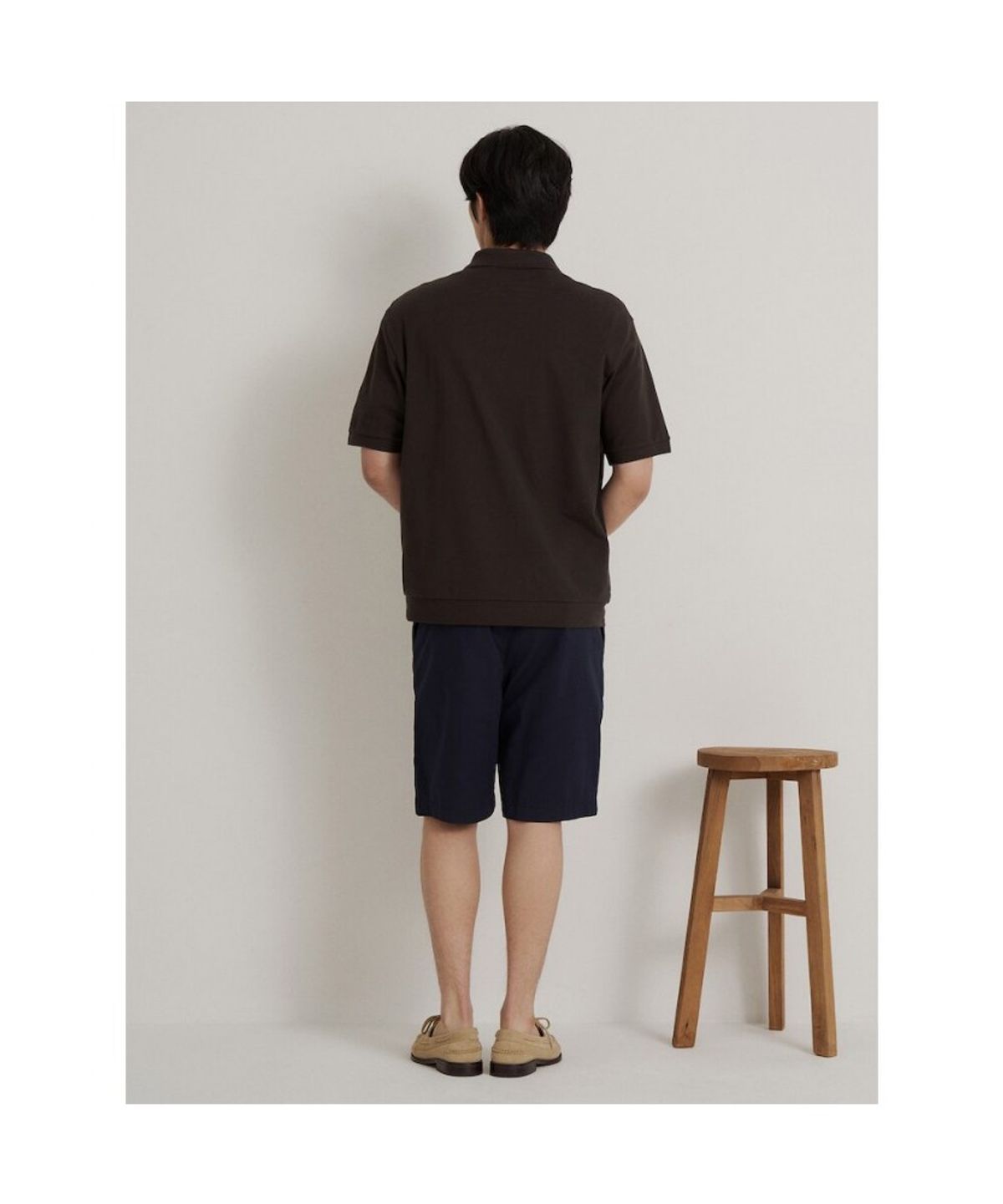 빈폴 멘(BEANPOLE MEN) 오픈넥 티핑 포인트 맨투맨 티셔츠  브라운