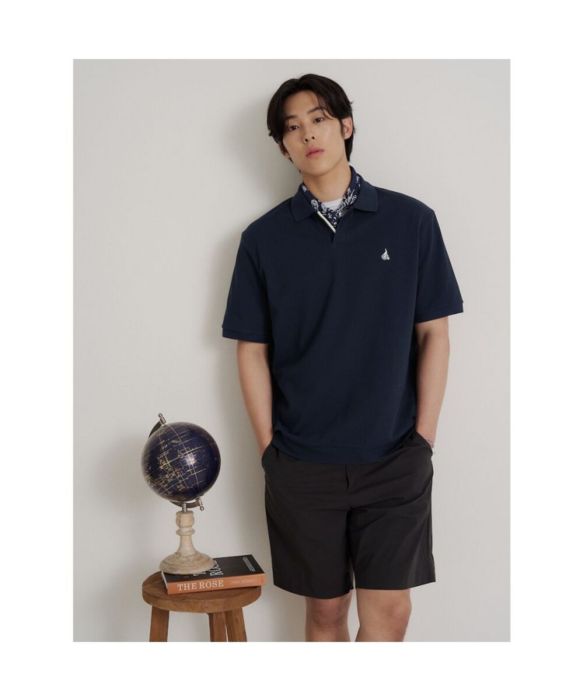 빈폴 멘(BEANPOLE MEN) 오픈넥 티핑 포인트 맨투맨 티셔츠  네이비