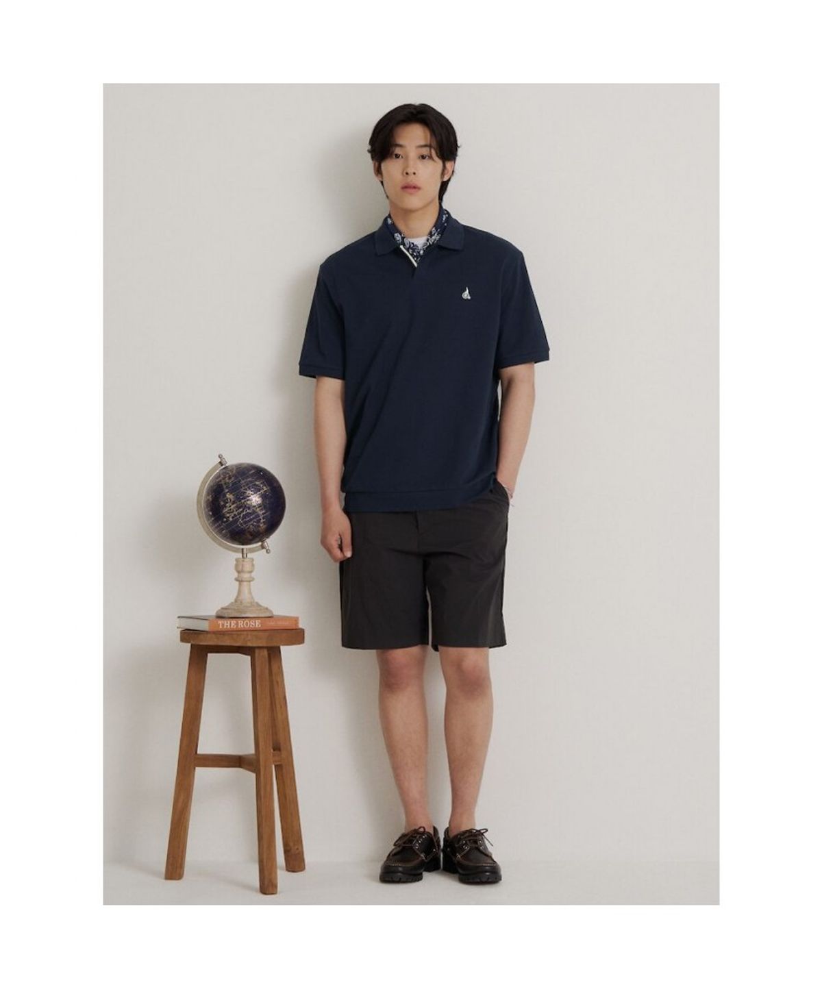 빈폴 멘(BEANPOLE MEN) 오픈넥 티핑 포인트 맨투맨 티셔츠  네이비
