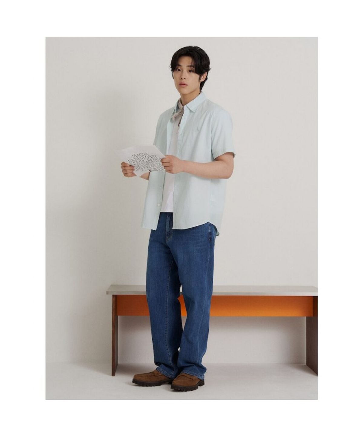 빈폴 멘(BEANPOLE MEN) 시어서커 솔리드 반소매 셔츠  라이트 그린