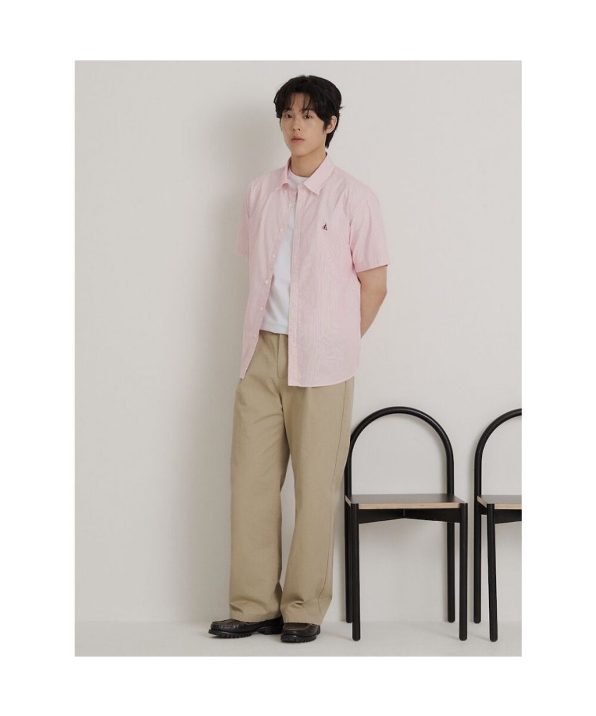 빈폴 멘(BEANPOLE MEN) 시어서커 스트라이프 반소매 셔츠  레드