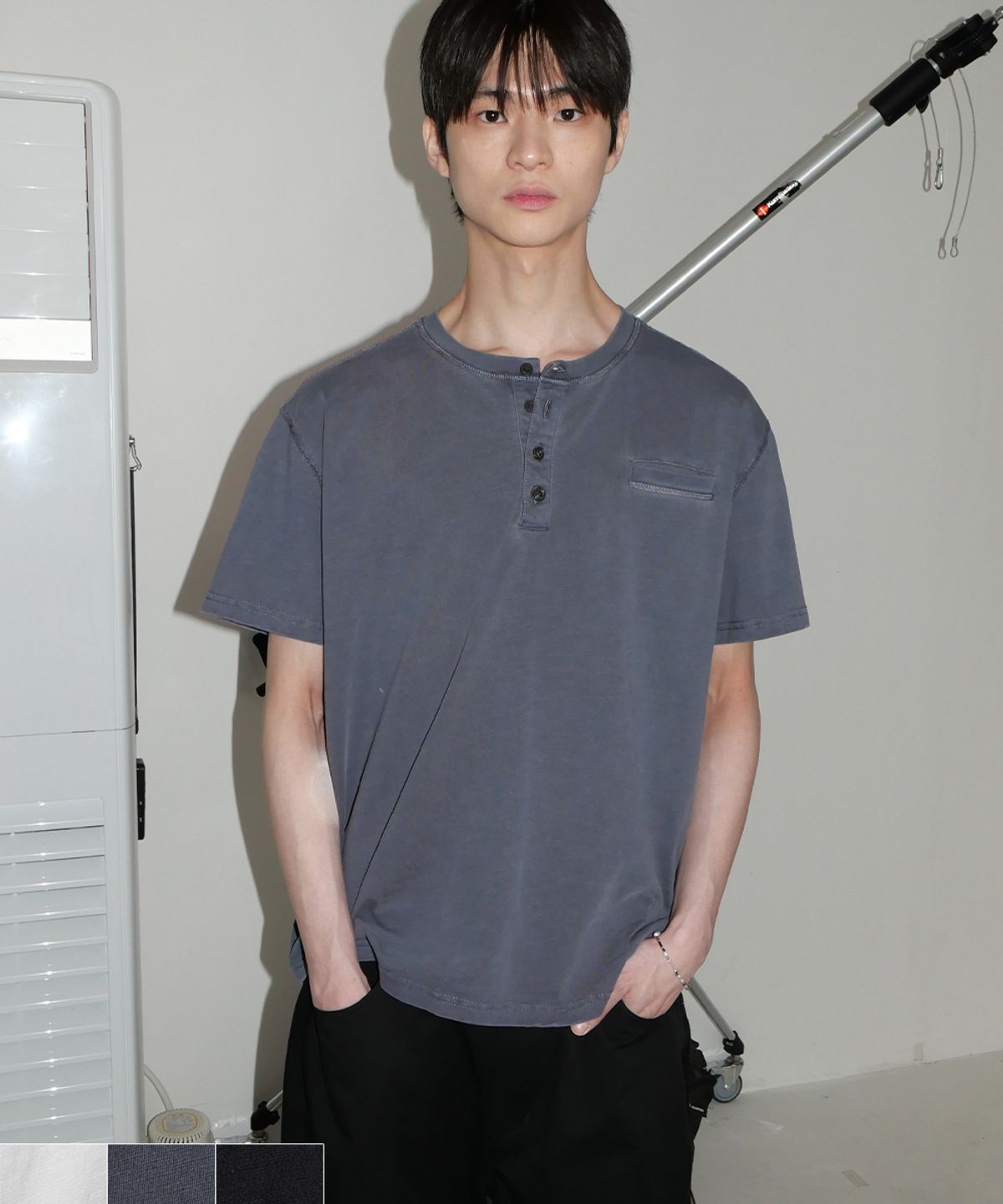 인템포무드(INTEMPOMOOD) 페이드 워시드 헨리넥티 : 3컬러
